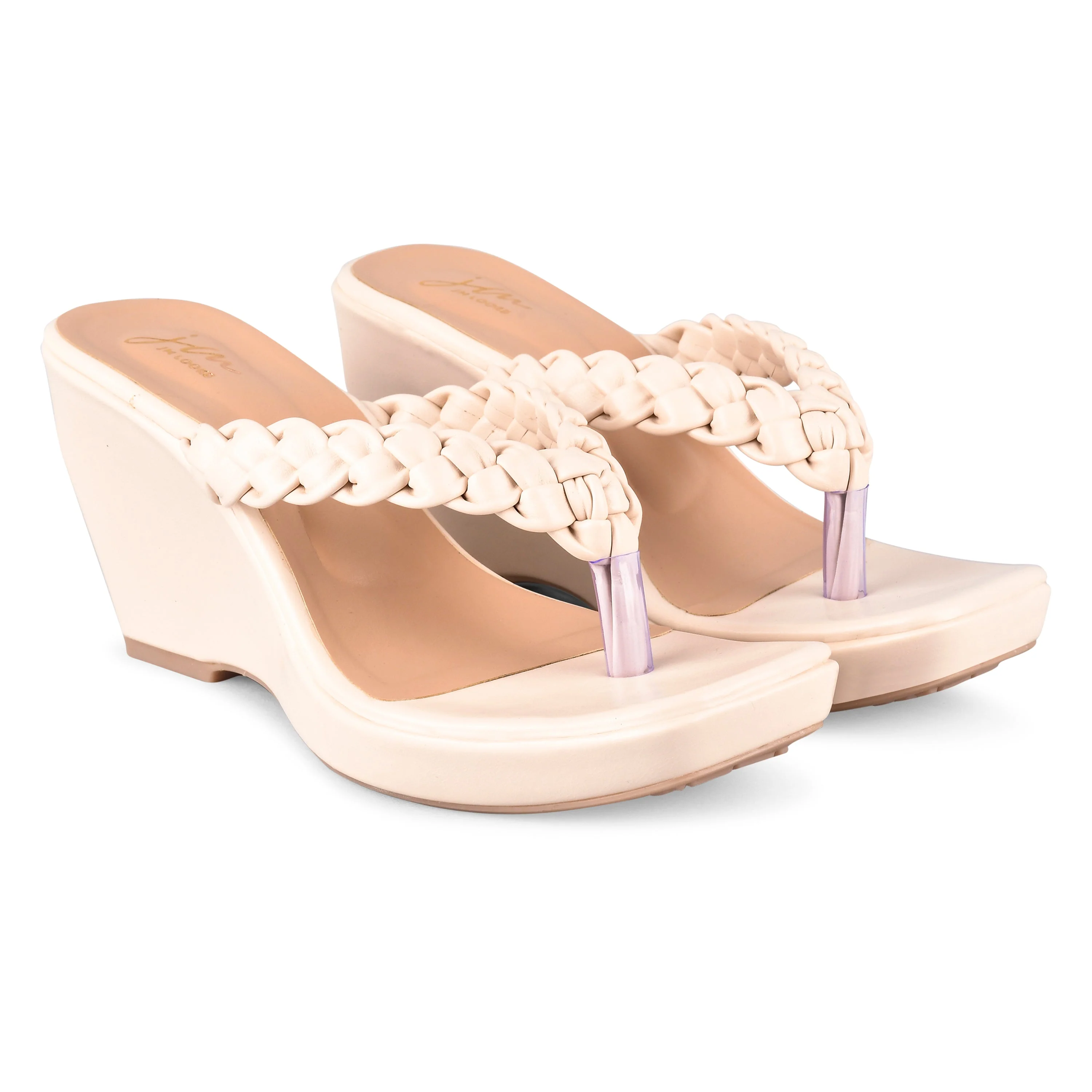 Jm Looks Braided Wedge Heels with Toe Post for Women & Girls - Image 5