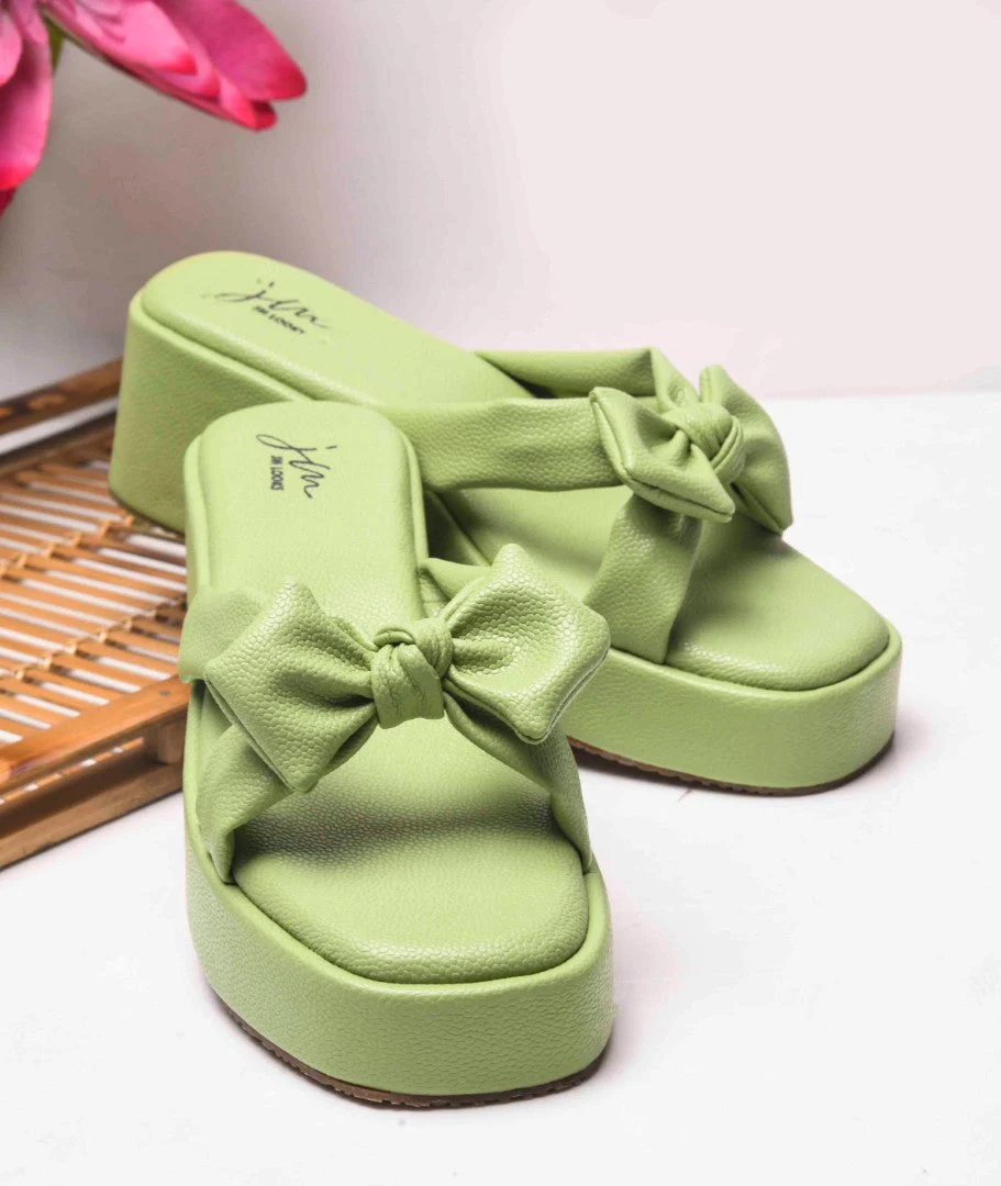 Jm Looks Chic Bow Platform Slides for Women & Girls