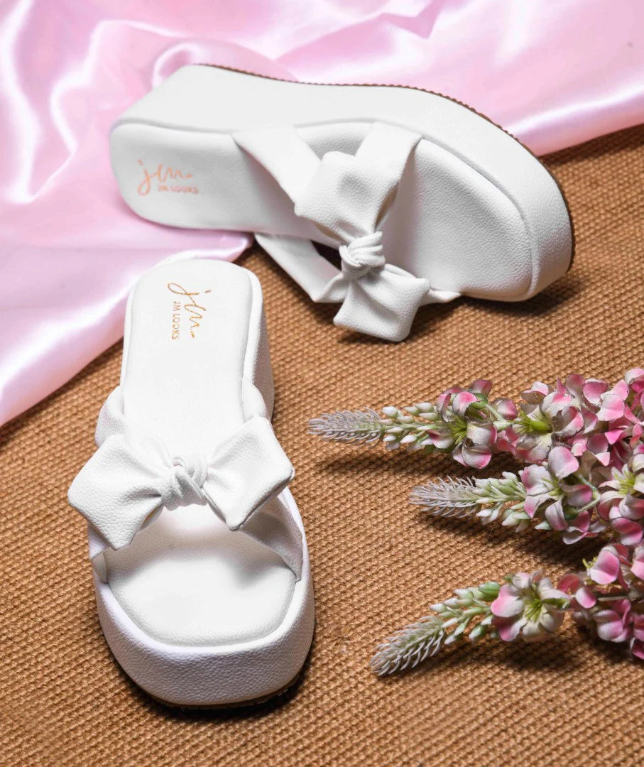 Jm Looks Chic Bow Platform Slides for Women & Girls - Image 19