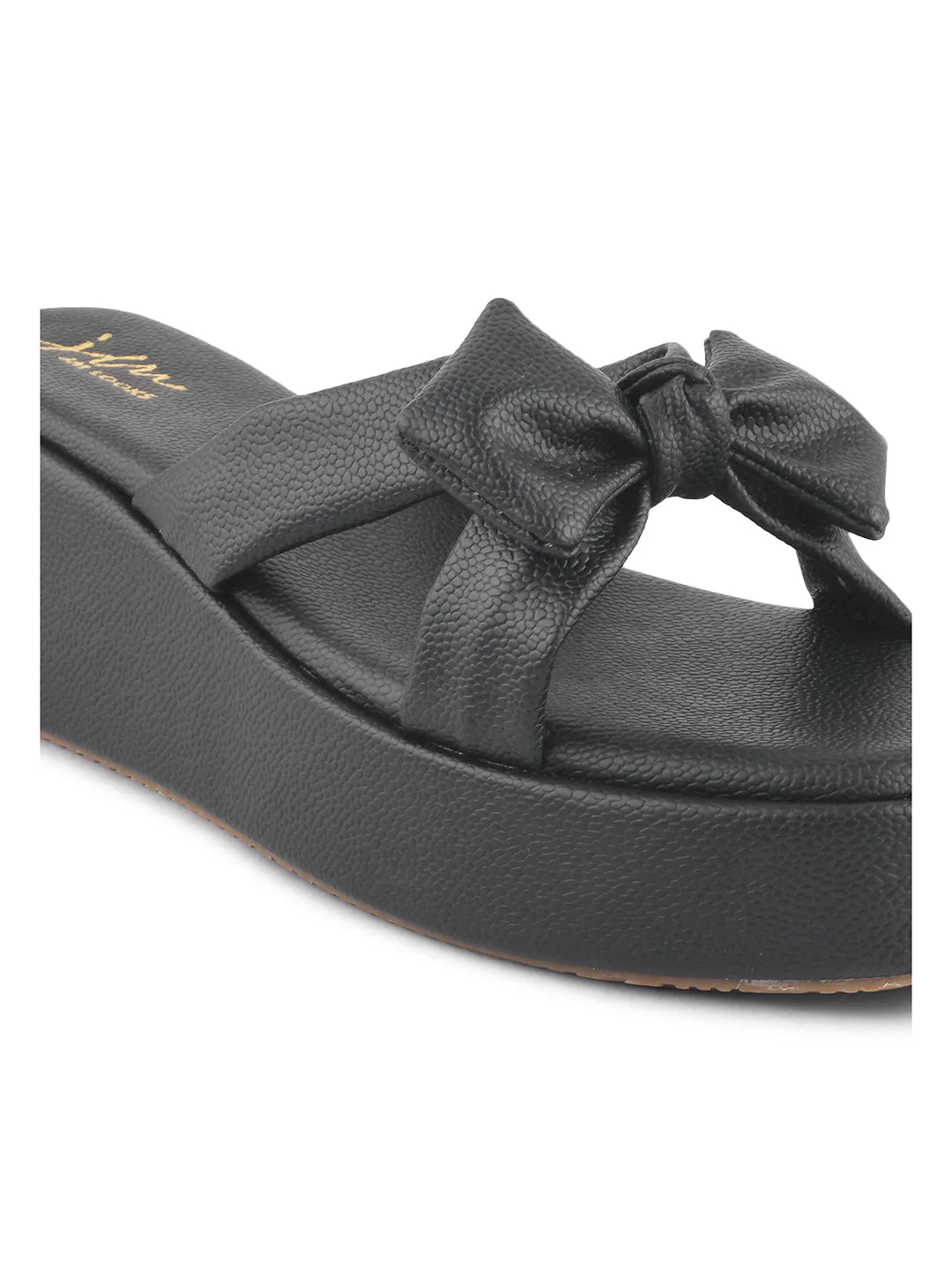 Jm Looks Chic Bow Platform Slides for Women & Girls - Image 7