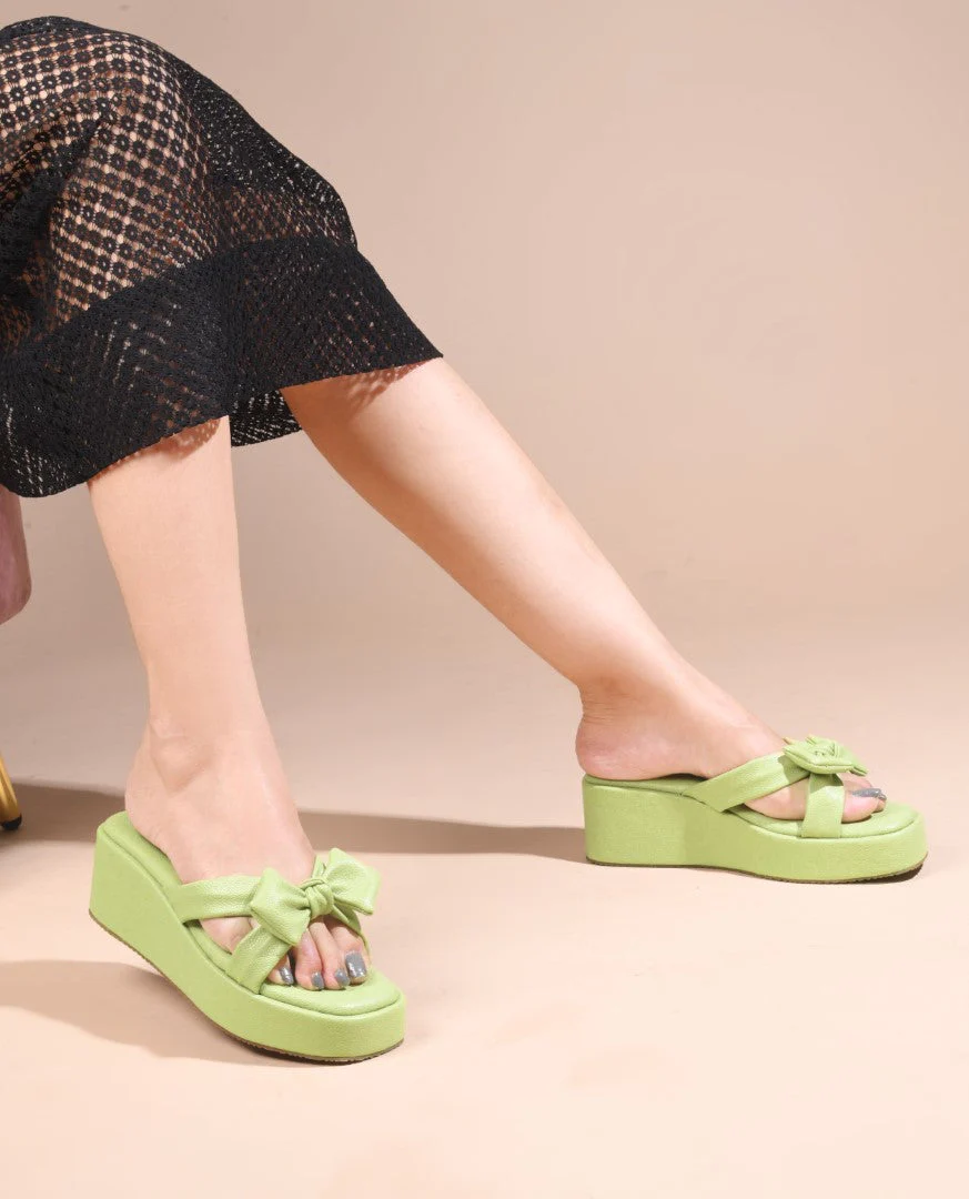 Jm Looks Chic Bow Platform Slides for Women & Girls - Image 8