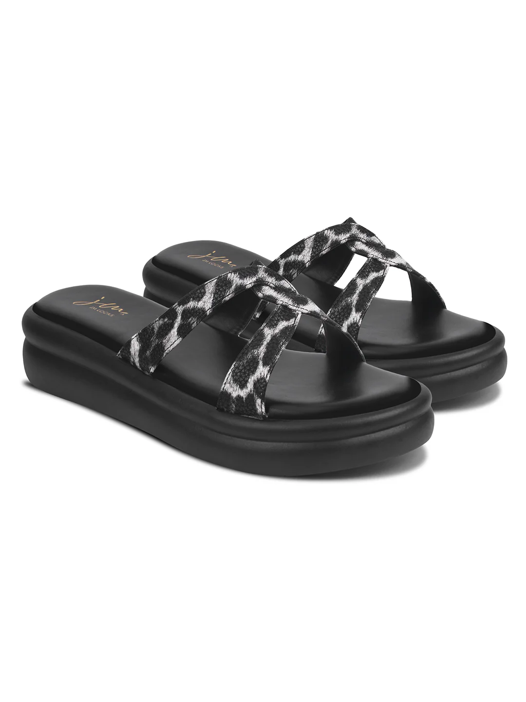 JM Looks Criss-Cross Leopard Print Platform Slide Sandals - Image 11