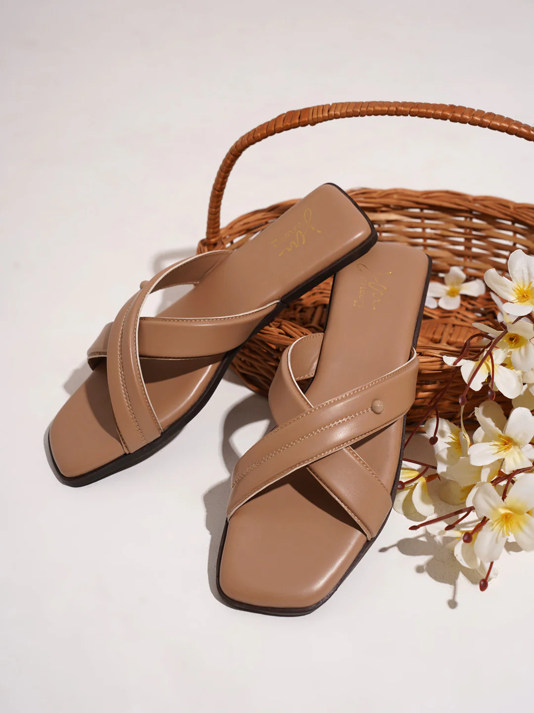Cross Strap Flat Slides