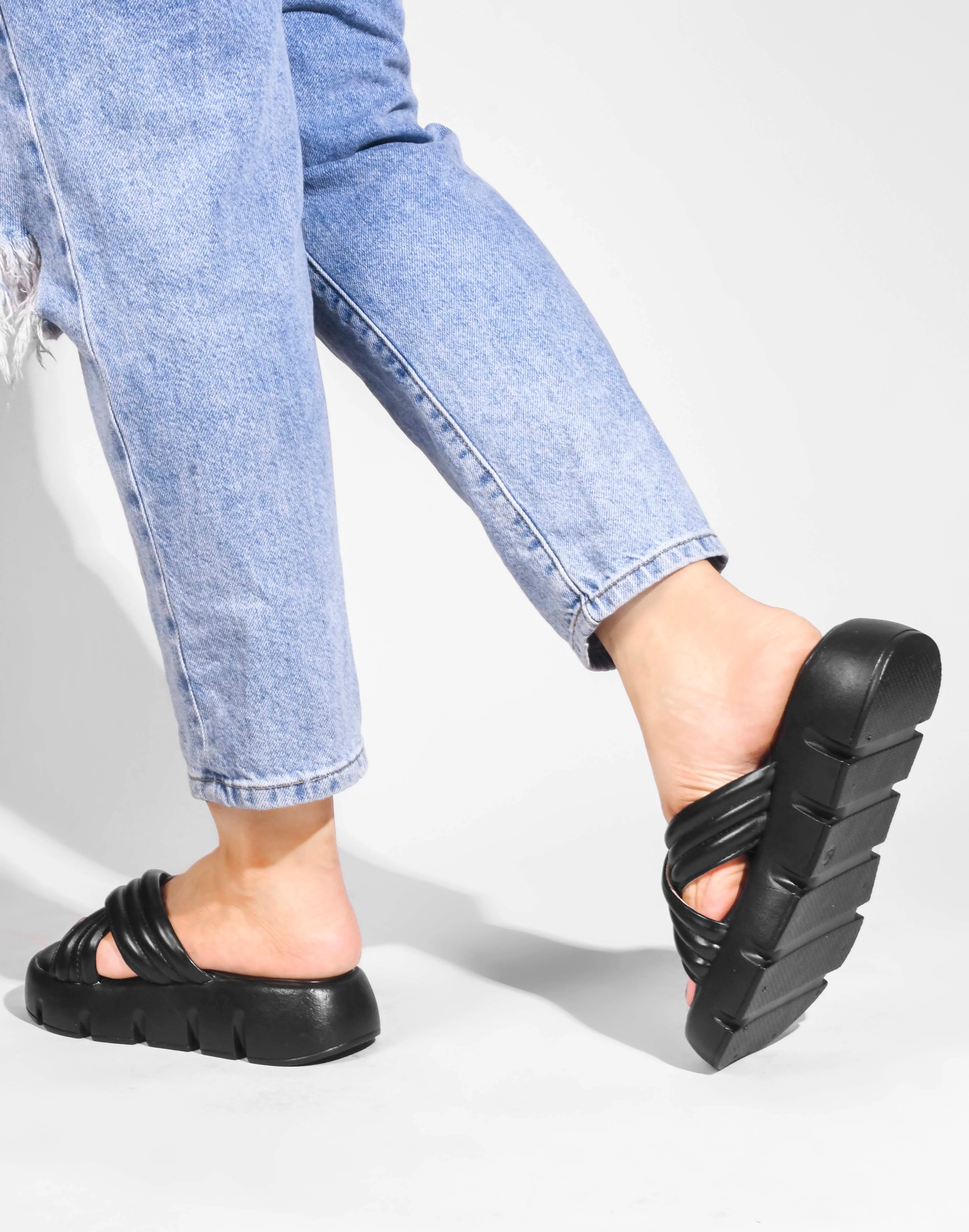 Jm Looks Padded Strap Platform Slides - Image 3