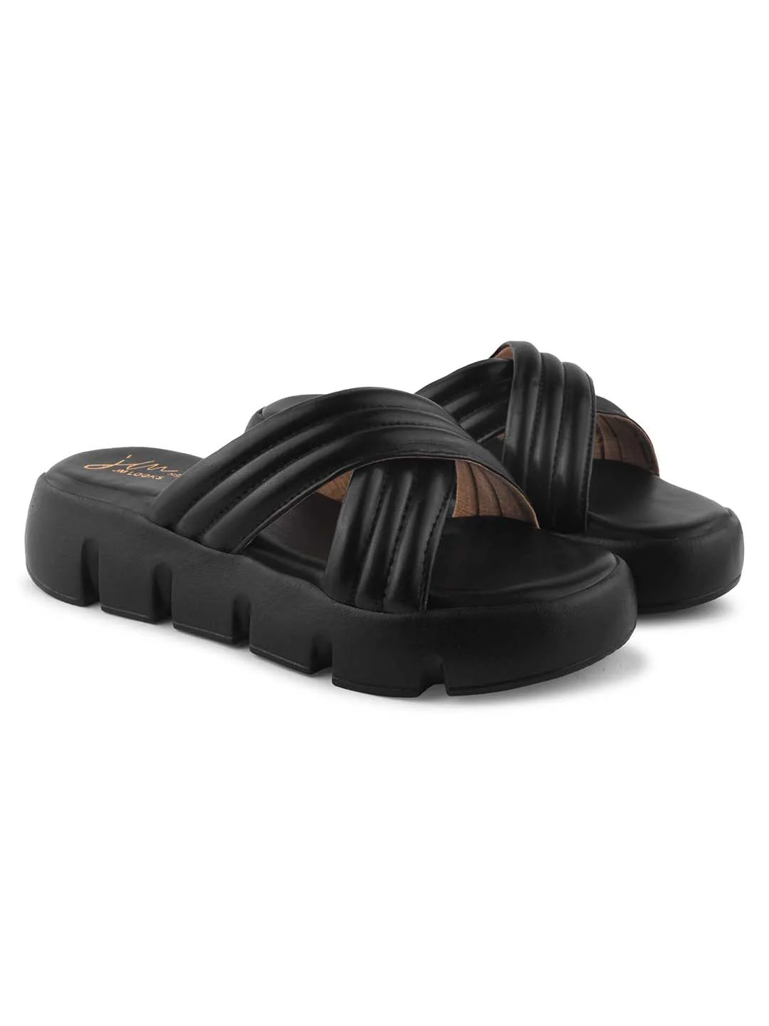 Jm Looks Padded Strap Platform Slides - Image 5