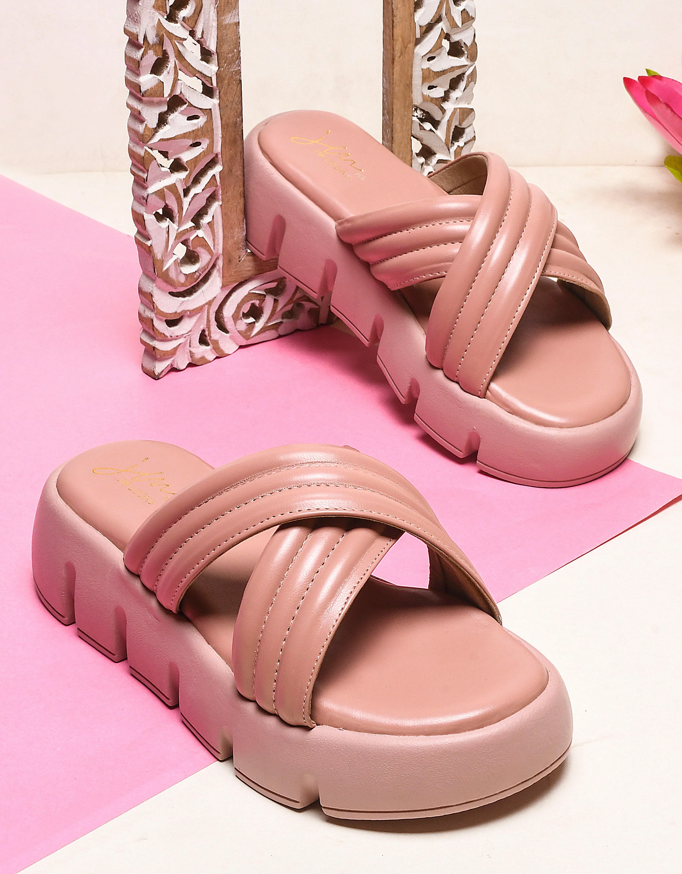 Jm Looks Padded Strap Platform Slides - Image 7