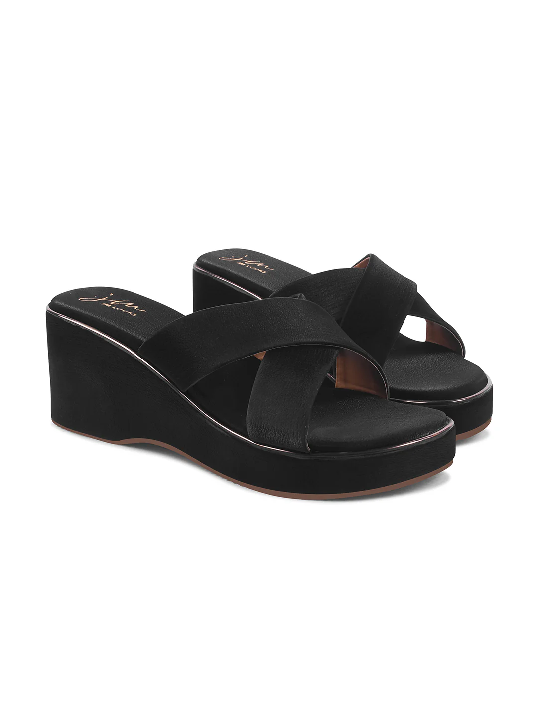 Cross-Strap Wedge Slides with Cushioned Sole - Image 5