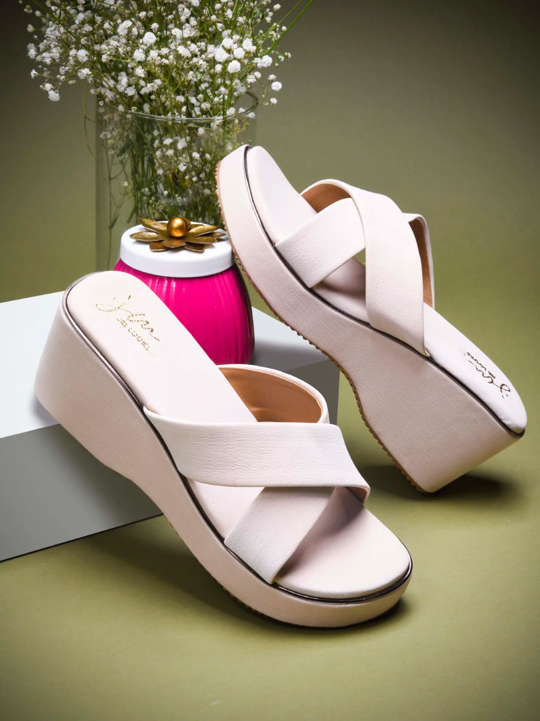 Cross-Strap Wedge Slides with Cushioned Sole - Image 7