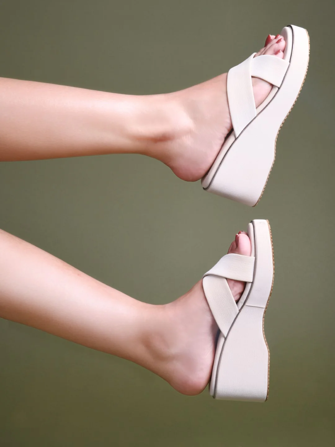Cross-Strap Wedge Slides with Cushioned Sole - Image 9