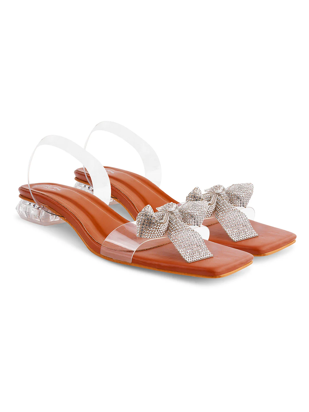 Jm Looks Women's Bow Embellished Clear Heels - Image 18