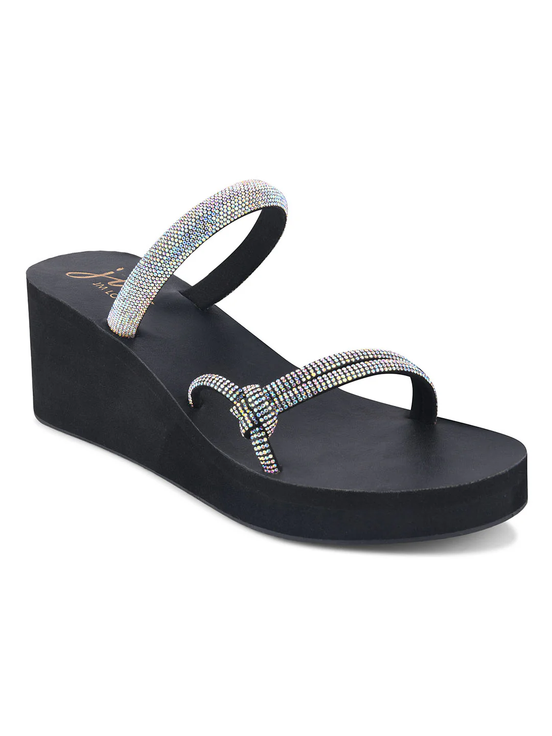 JM Looks Crystal Strap Wedge Sandals - Image 6
