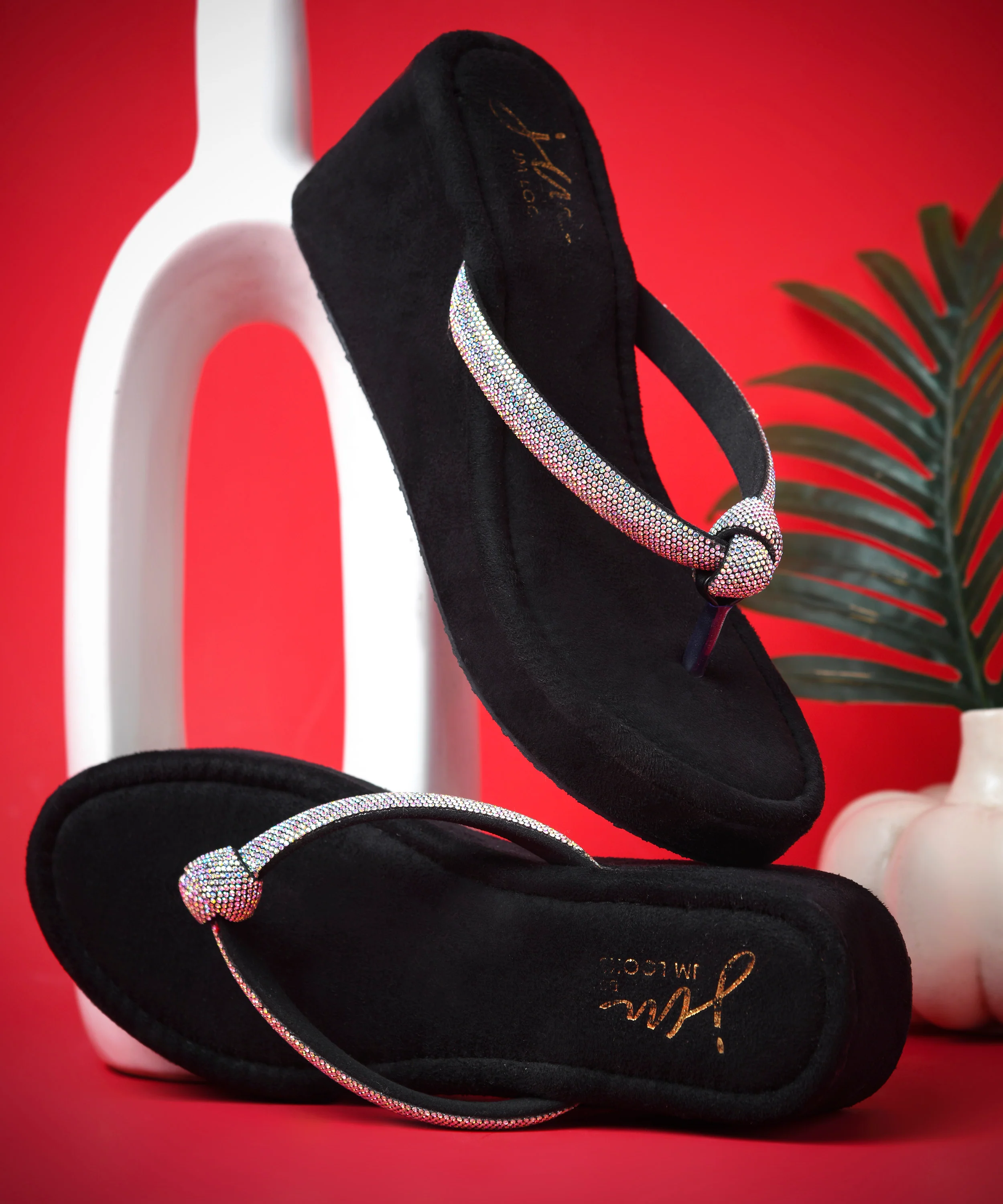 Designer Bling Wedge Sandals - Image 4