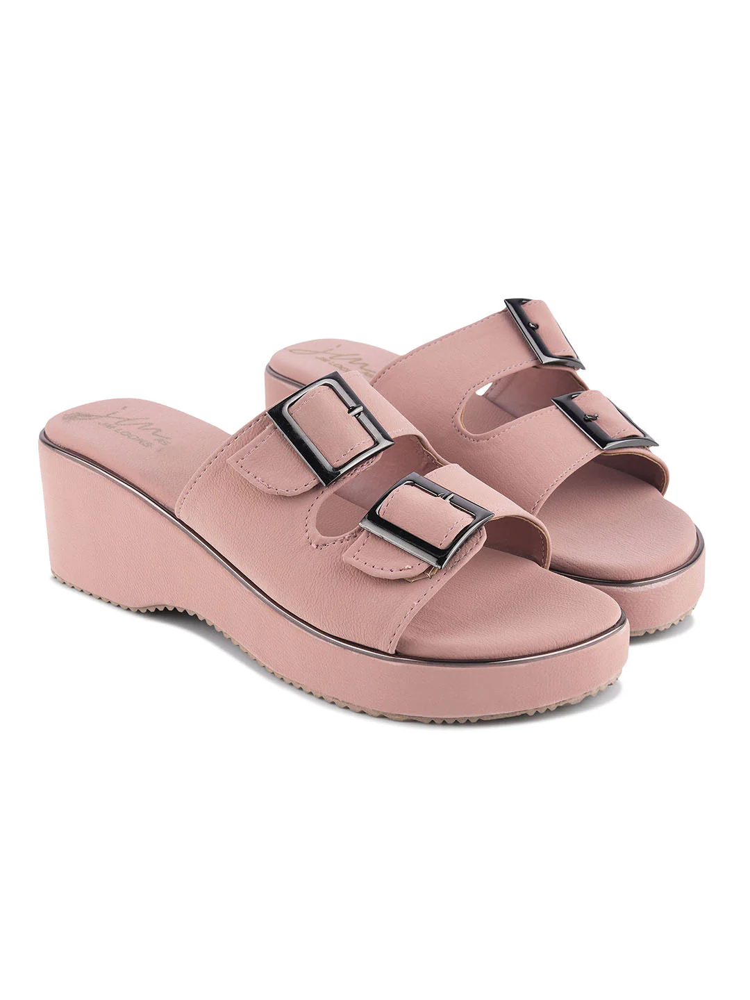 Dual Buckle Wedge Slip-On Sandals - Image 18