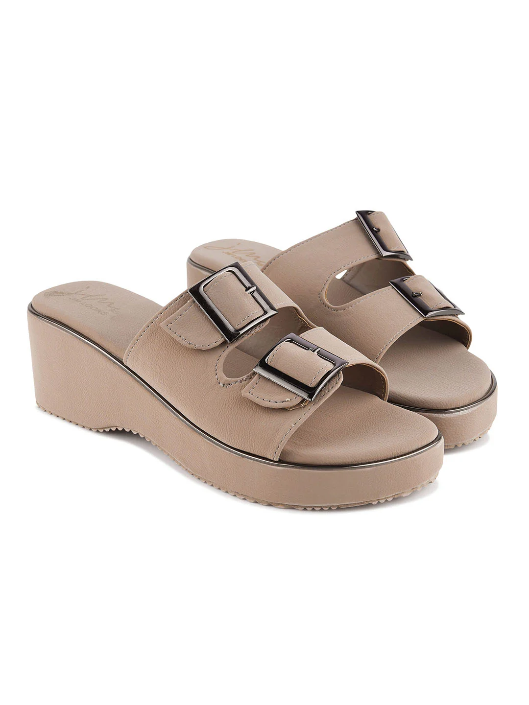 Dual Buckle Wedge Slip-On Sandals - Image 23