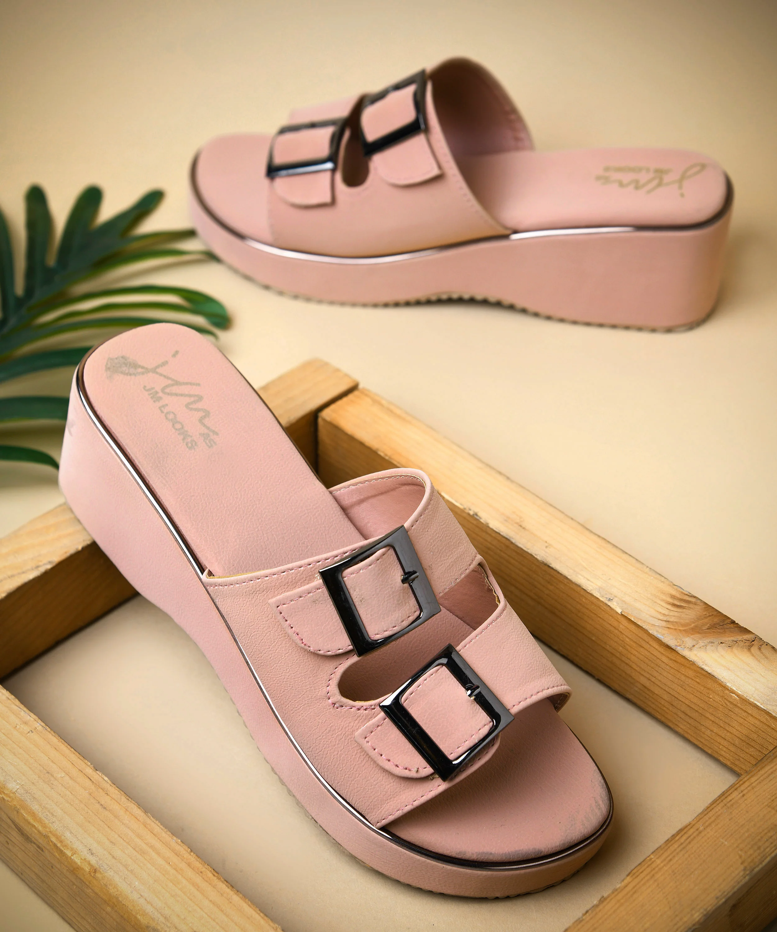 Dual Buckle Wedge Slip-On Sandals - Image 3
