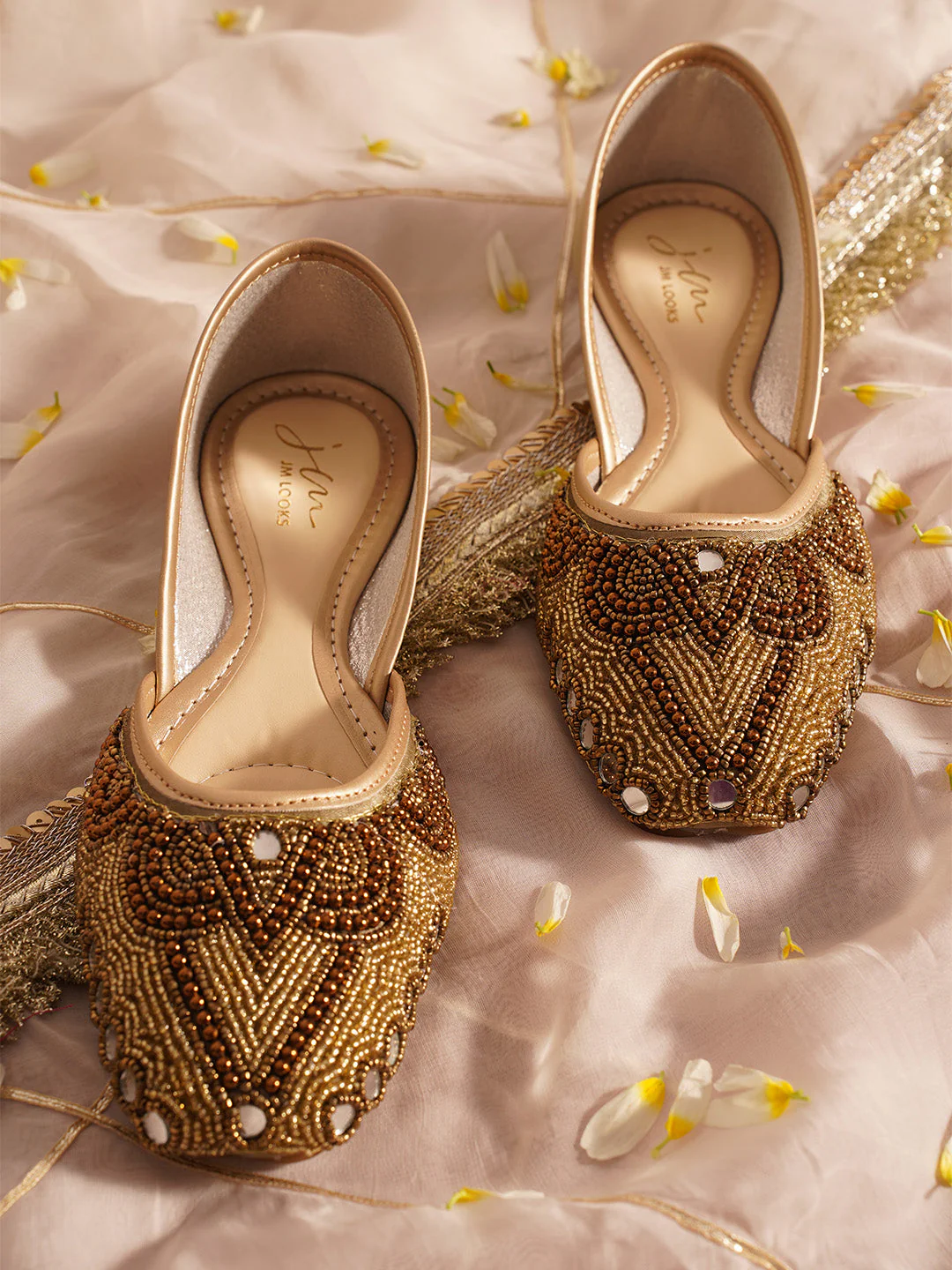 JM Looks Mirror Work Beaded Jutti