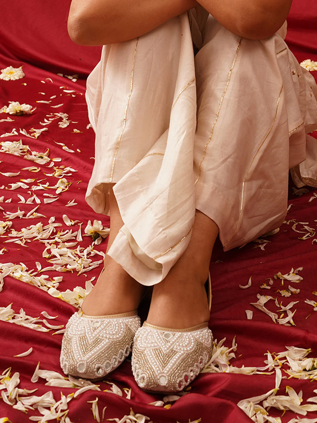 JM Looks Mirror Work Beaded Jutti - Image 14