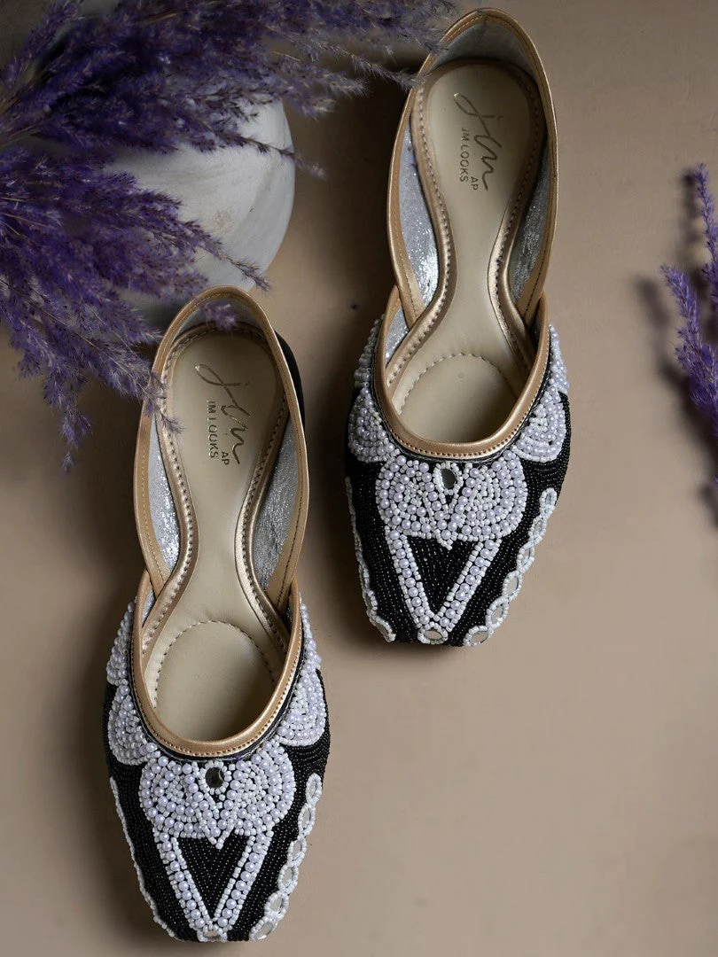 JM Looks Embellished Pearl Beaded Jutti - Image 19