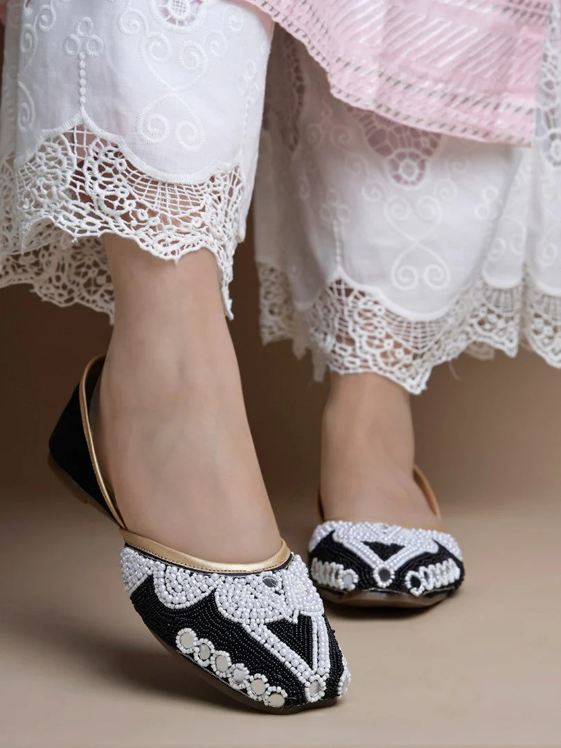 JM Looks Embellished Pearl Beaded Jutti - Image 21