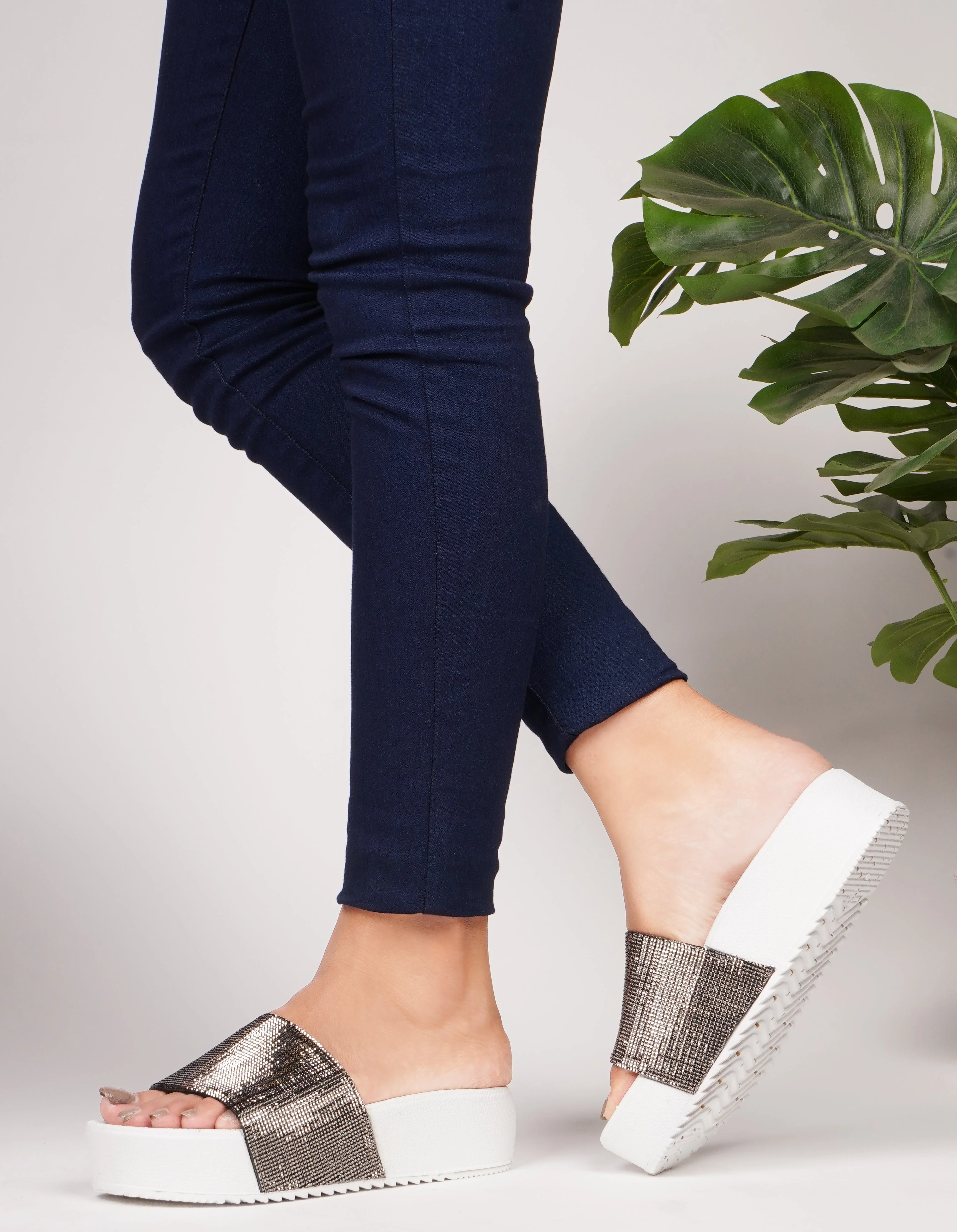 Jm Looks Sparkling Platform Slides for Women & Girls - Image 10