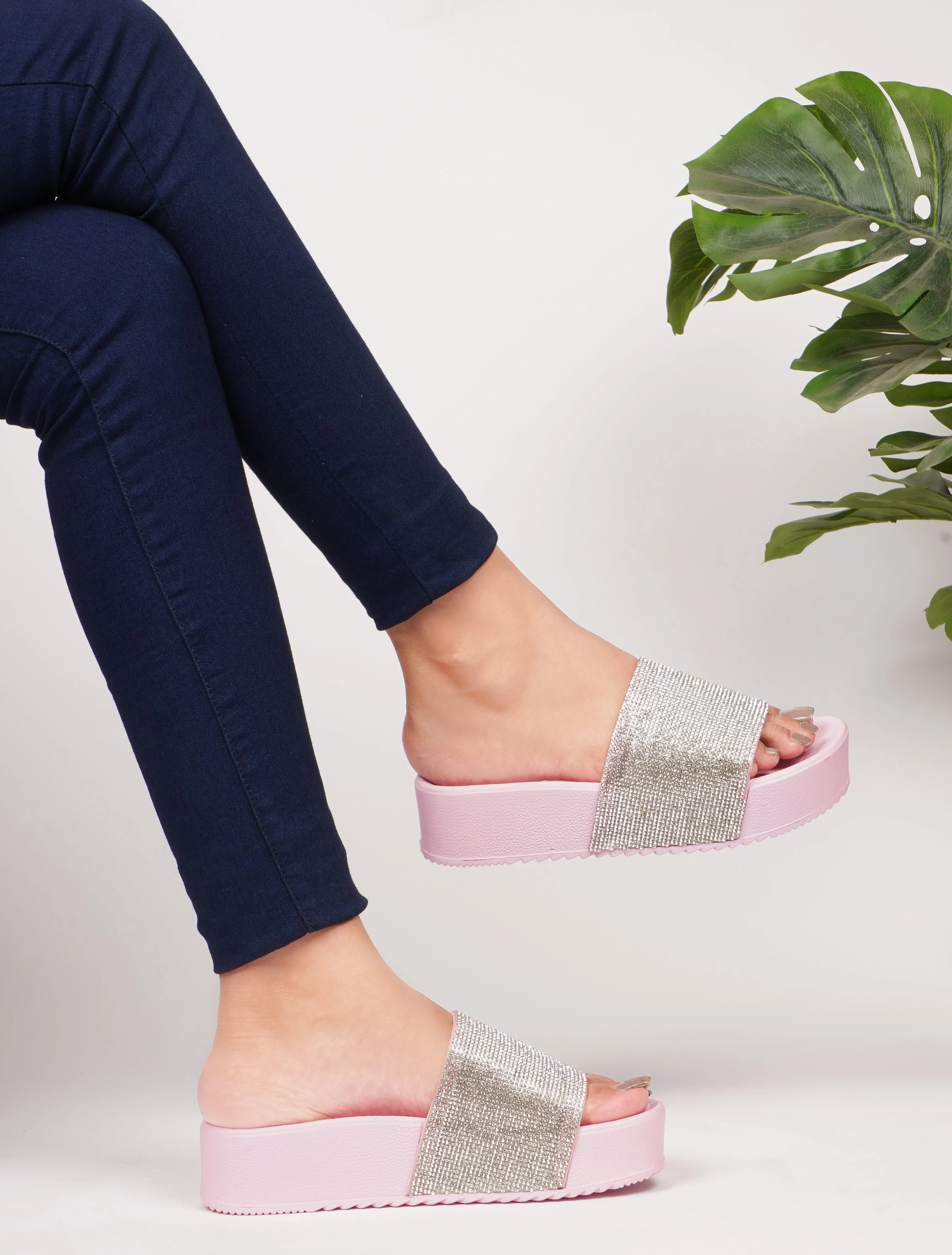 Jm Looks Sparkling Platform Slides for Women & Girls - Image 15