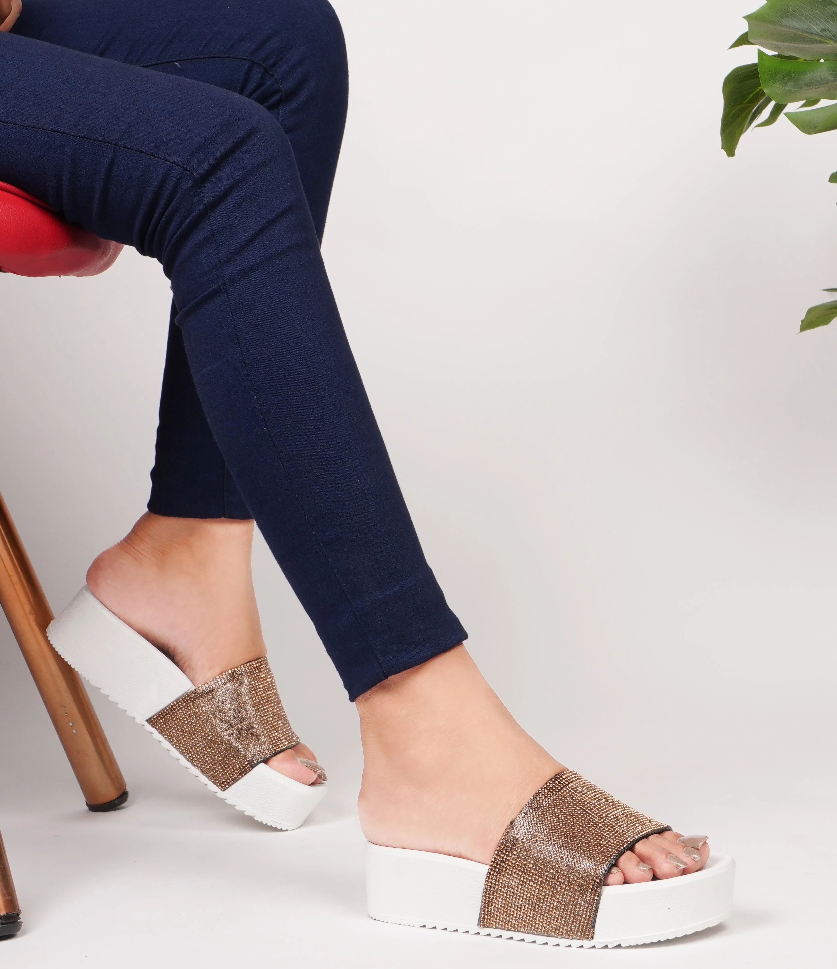Jm Looks Sparkling Platform Slides for Women & Girls - Image 2