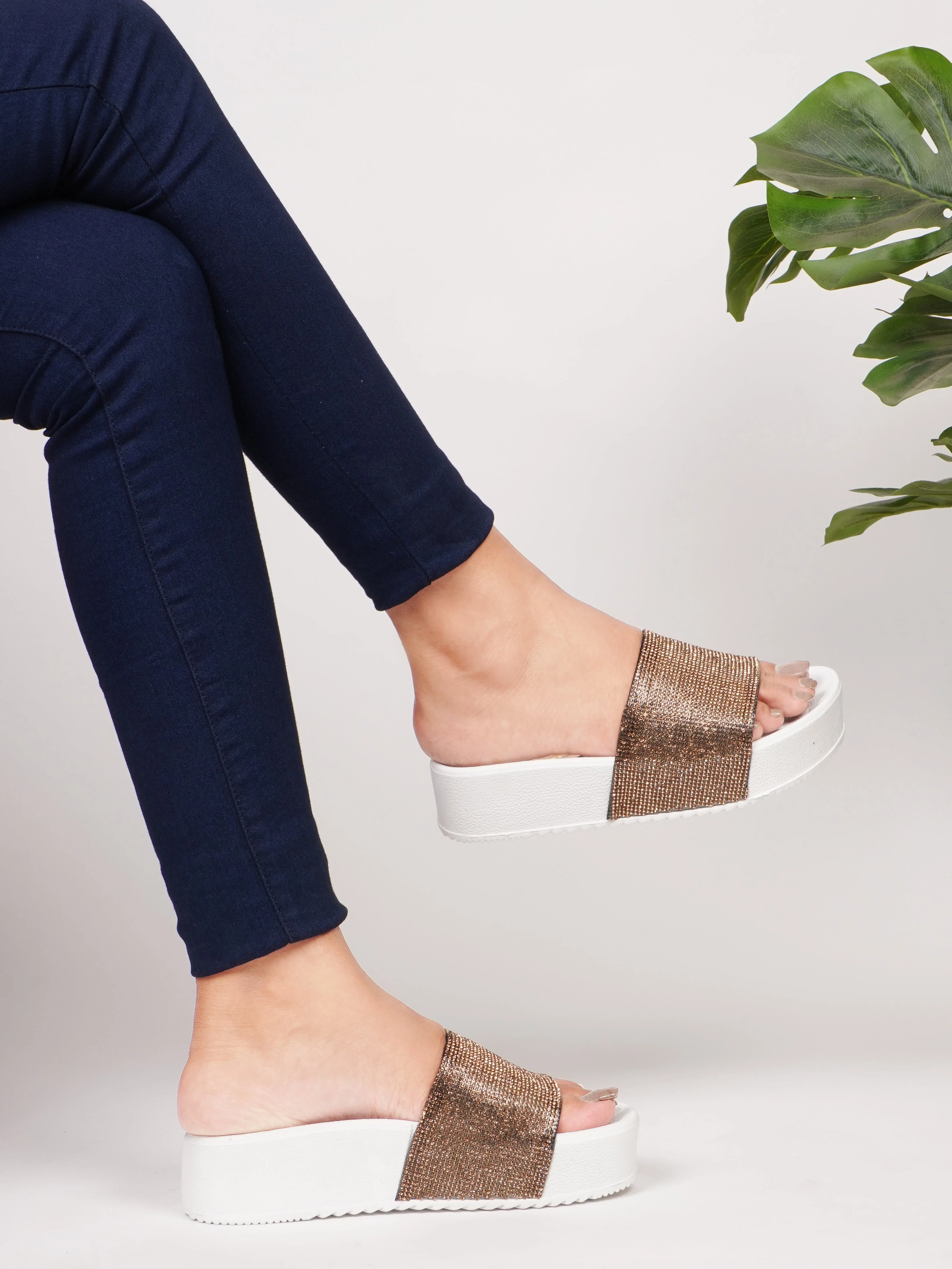 Jm Looks Sparkling Platform Slides for Women & Girls - Image 3