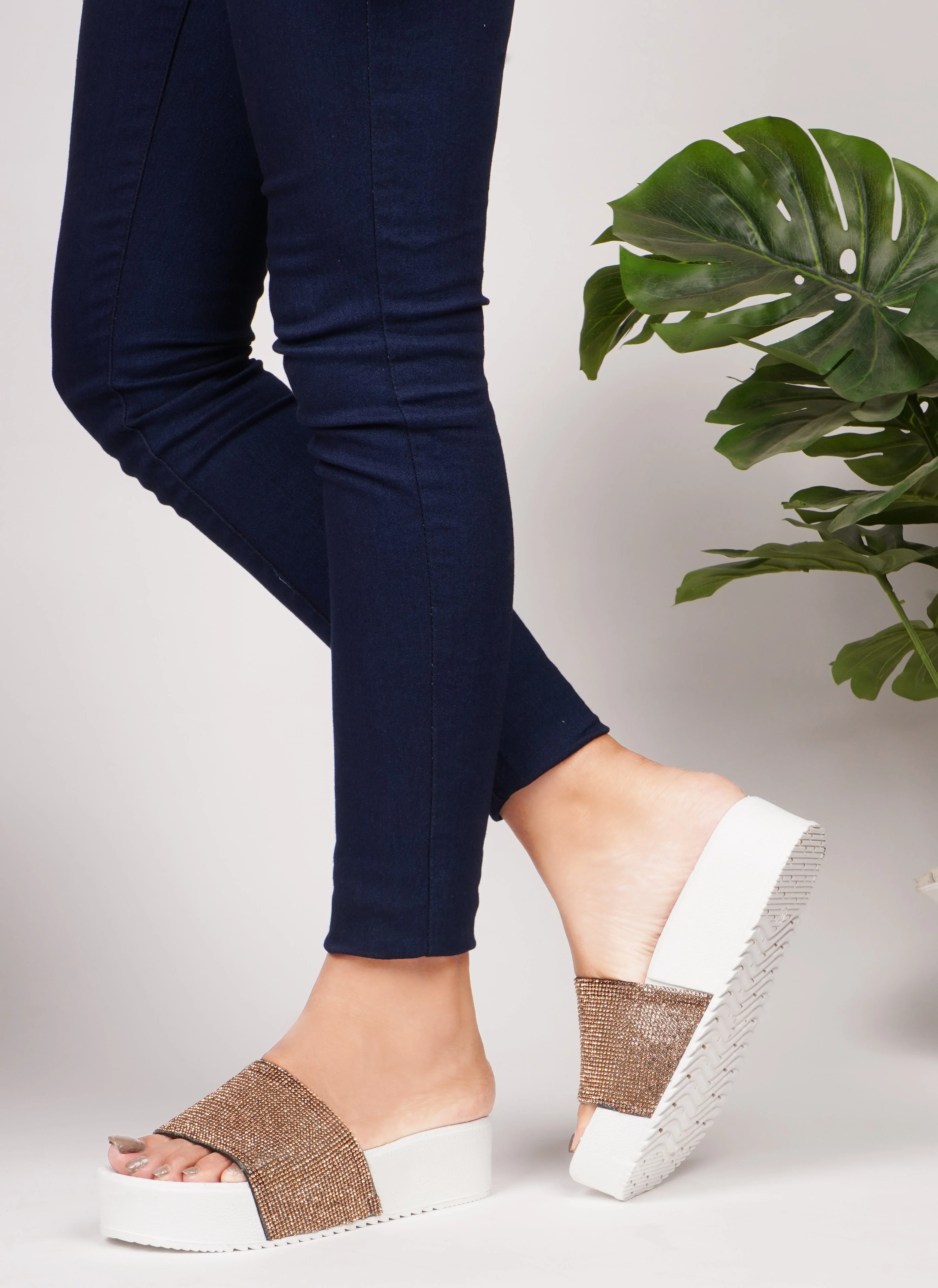 Jm Looks Sparkling Platform Slides for Women & Girls - Image 4