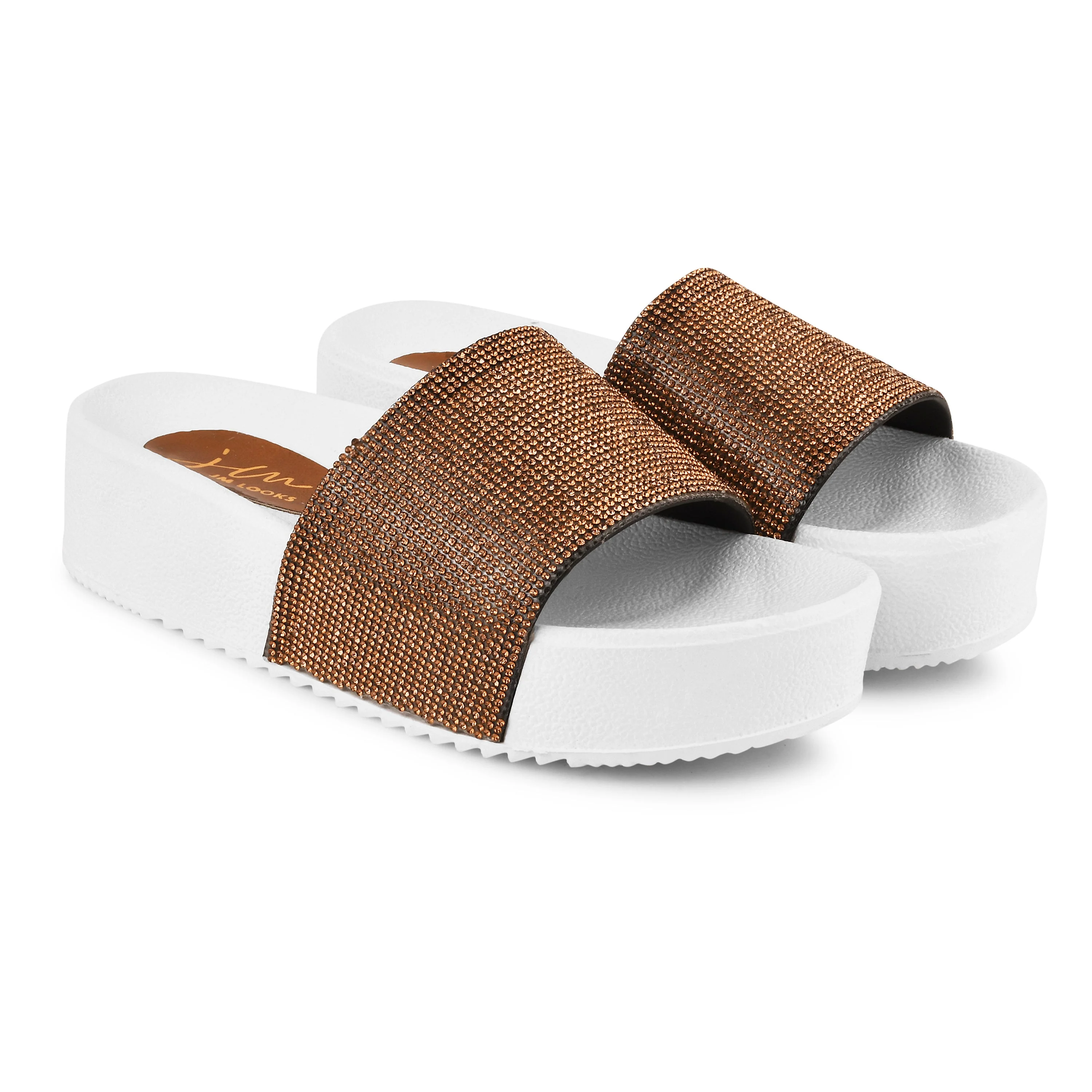 Jm Looks Sparkling Platform Slides for Women & Girls - Image 5