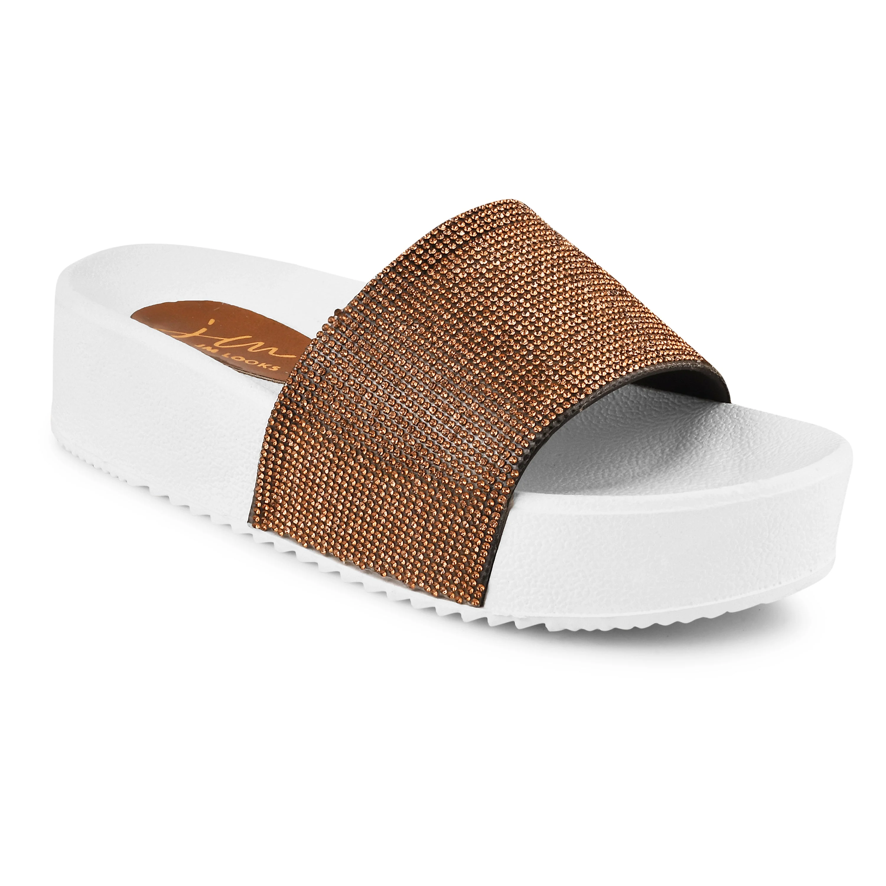Jm Looks Sparkling Platform Slides for Women & Girls - Image 6