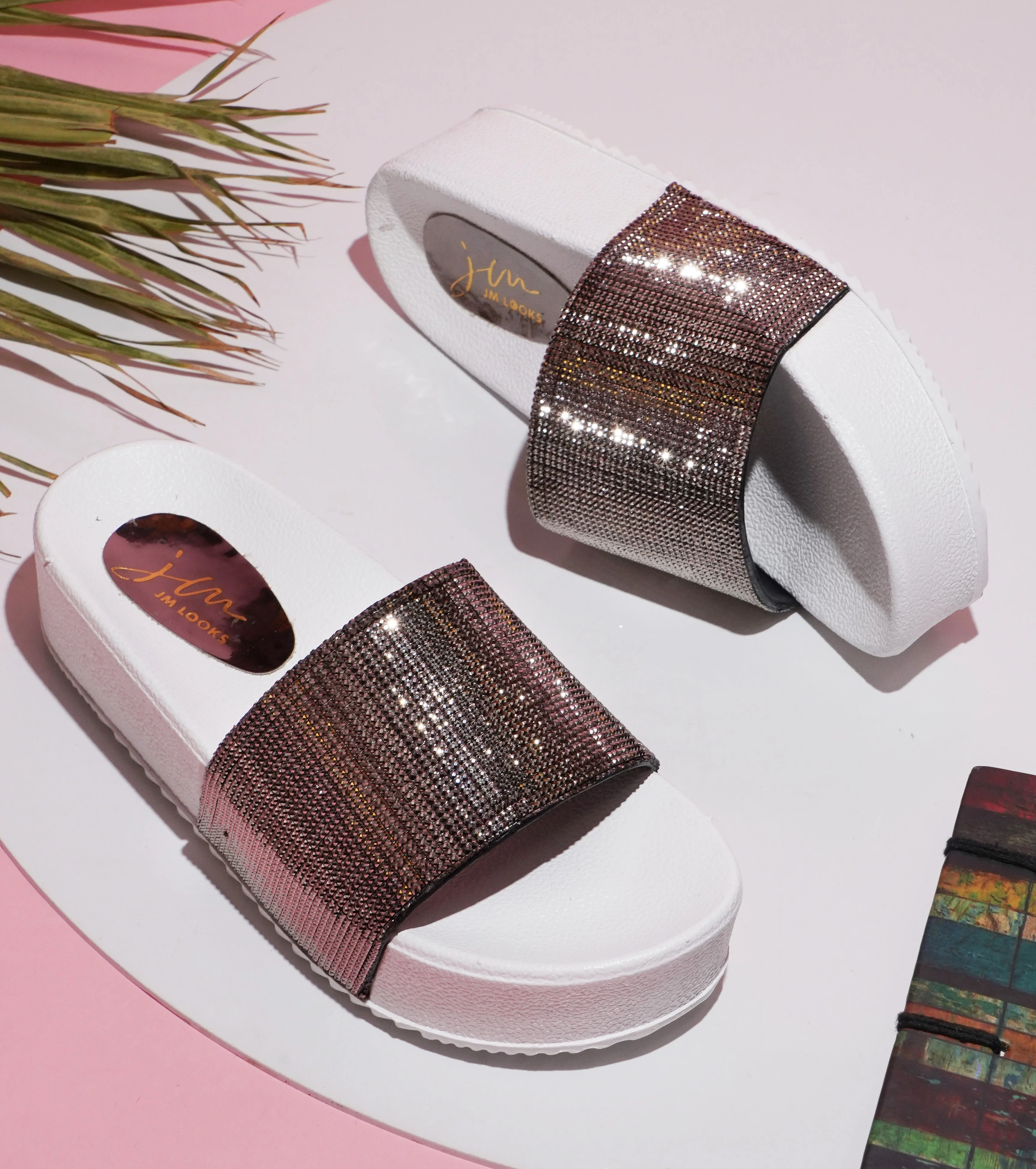 Jm Looks Sparkling Platform Slides for Women & Girls - Image 7
