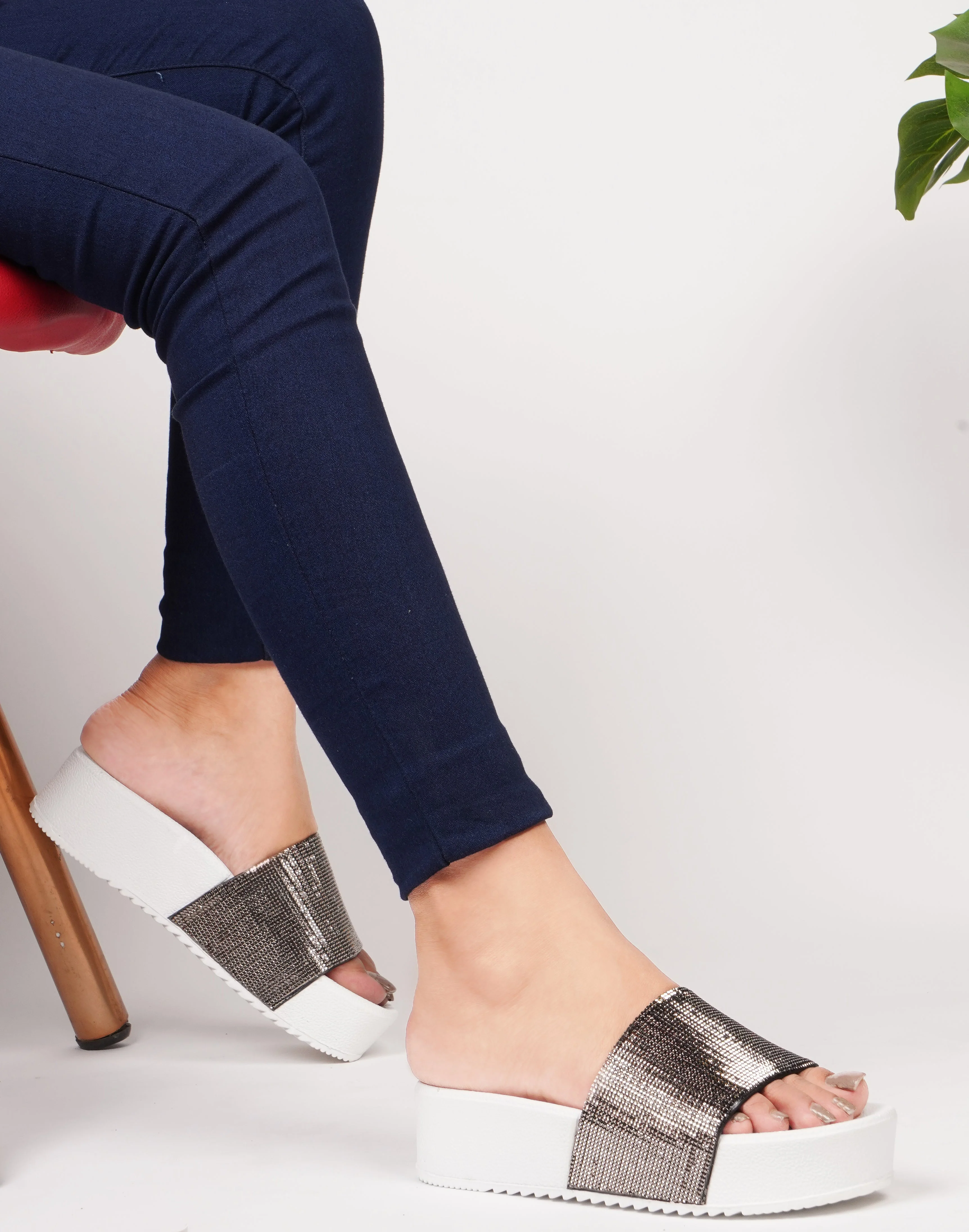 Jm Looks Sparkling Platform Slides for Women & Girls - Image 8