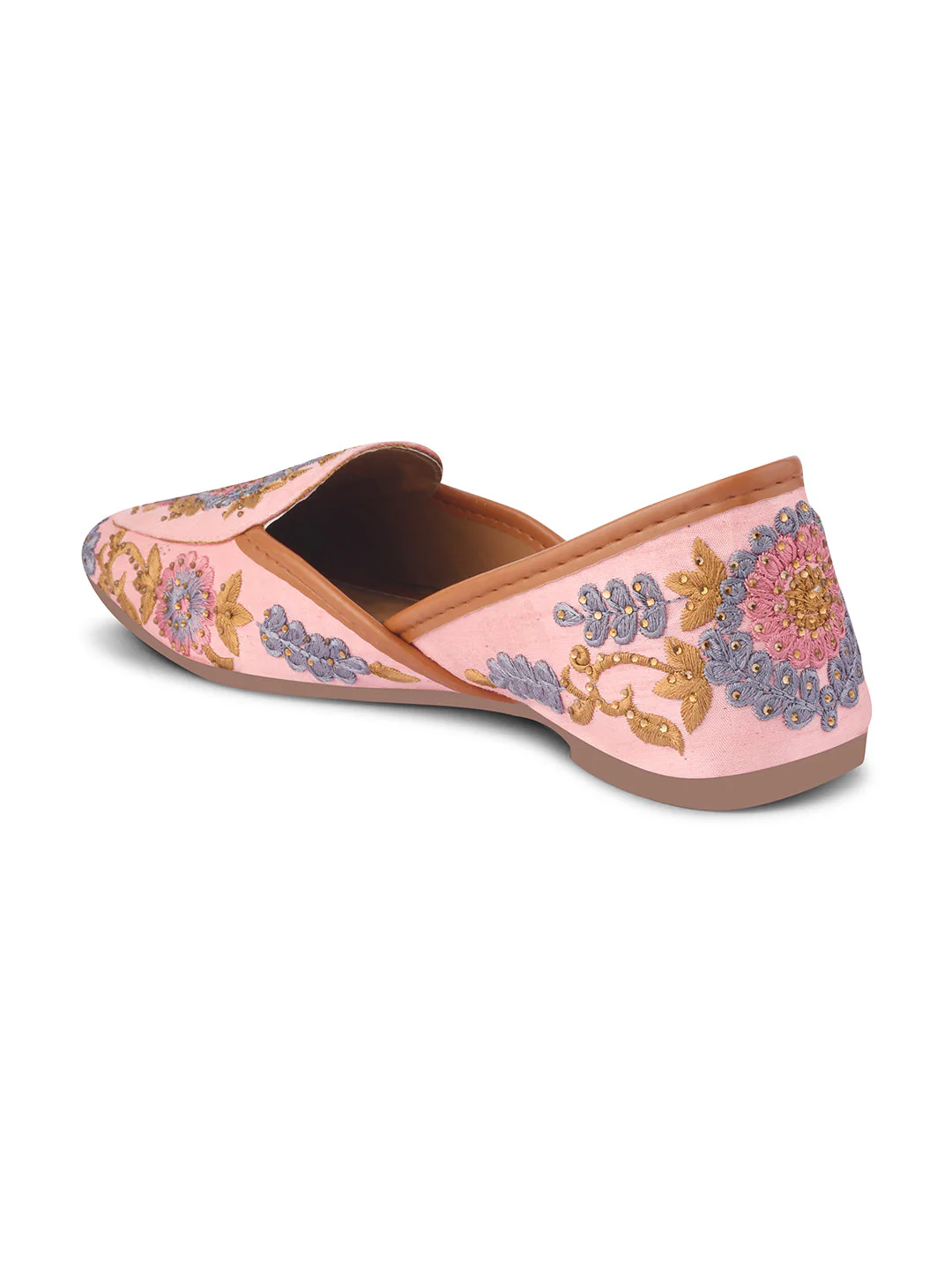 JM Looks Embroidered Floral Jutti Flats - Image 11