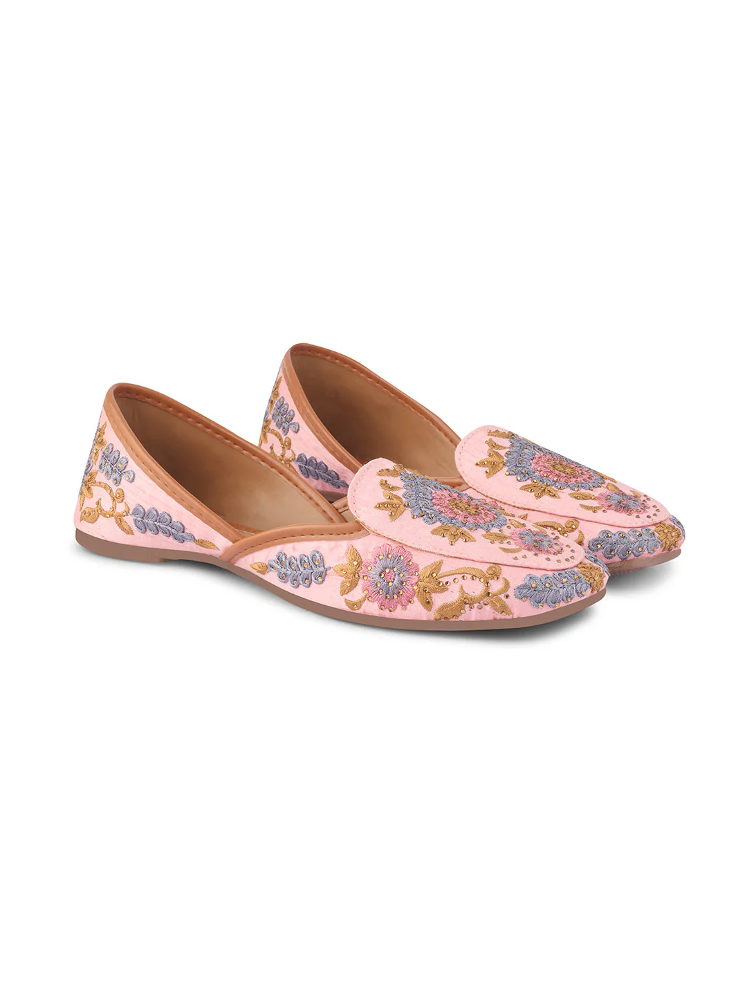 JM Looks Embroidered Floral Jutti Flats - Image 12