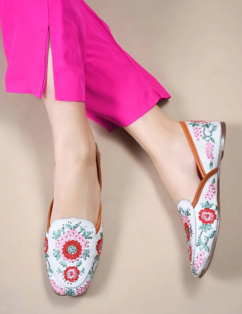 JM Looks Embroidered Floral Jutti Flats - Image 15