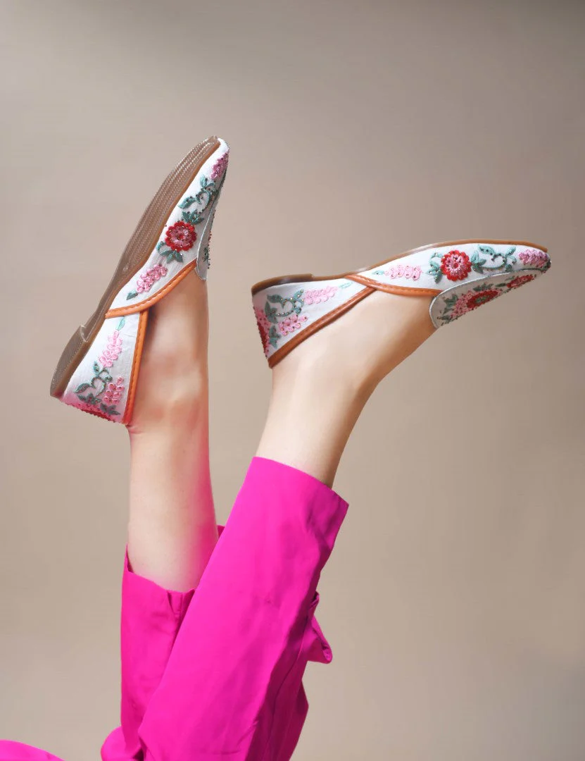JM Looks Embroidered Floral Jutti Flats - Image 16