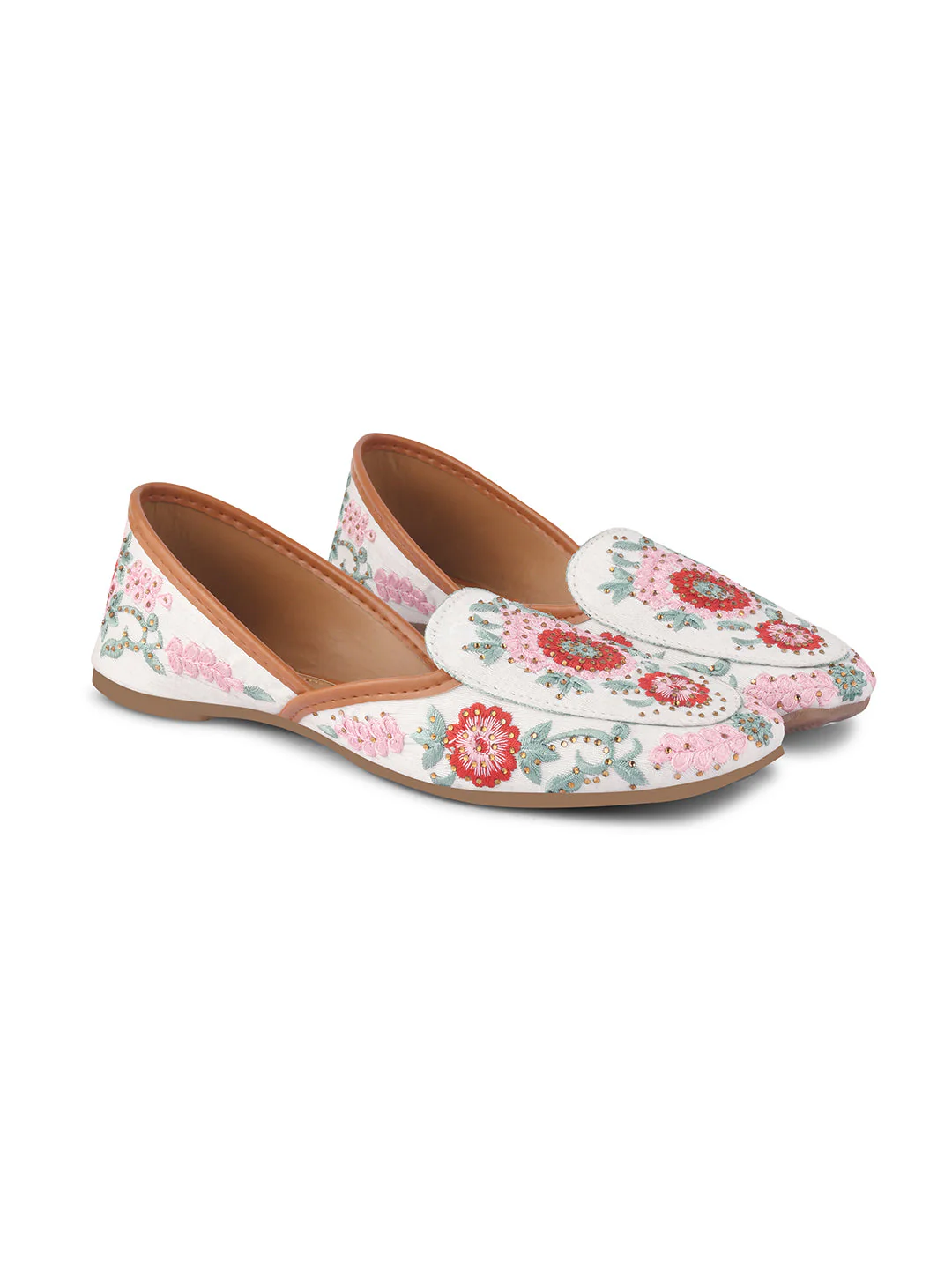 JM Looks Embroidered Floral Jutti Flats - Image 17