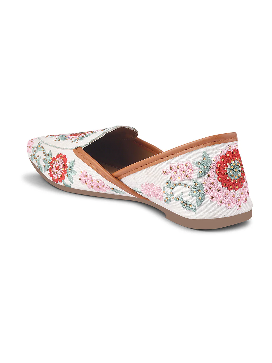 JM Looks Embroidered Floral Jutti Flats - Image 18
