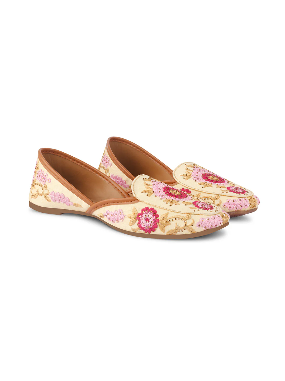 JM Looks Embroidered Floral Jutti Flats - Image 5