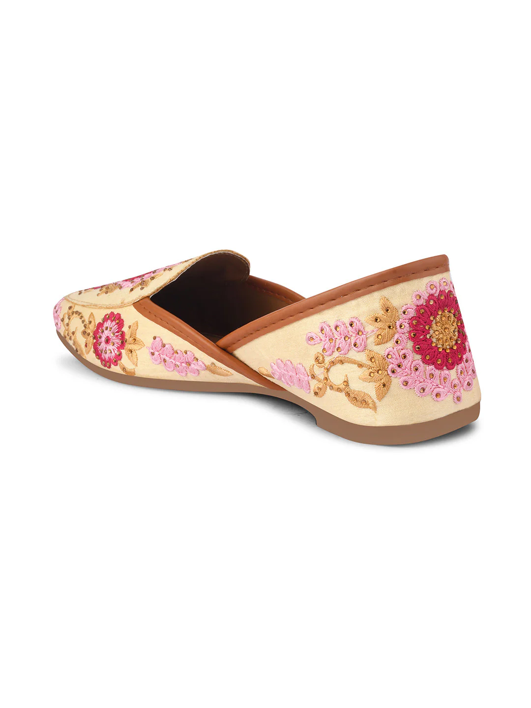 JM Looks Embroidered Floral Jutti Flats - Image 6