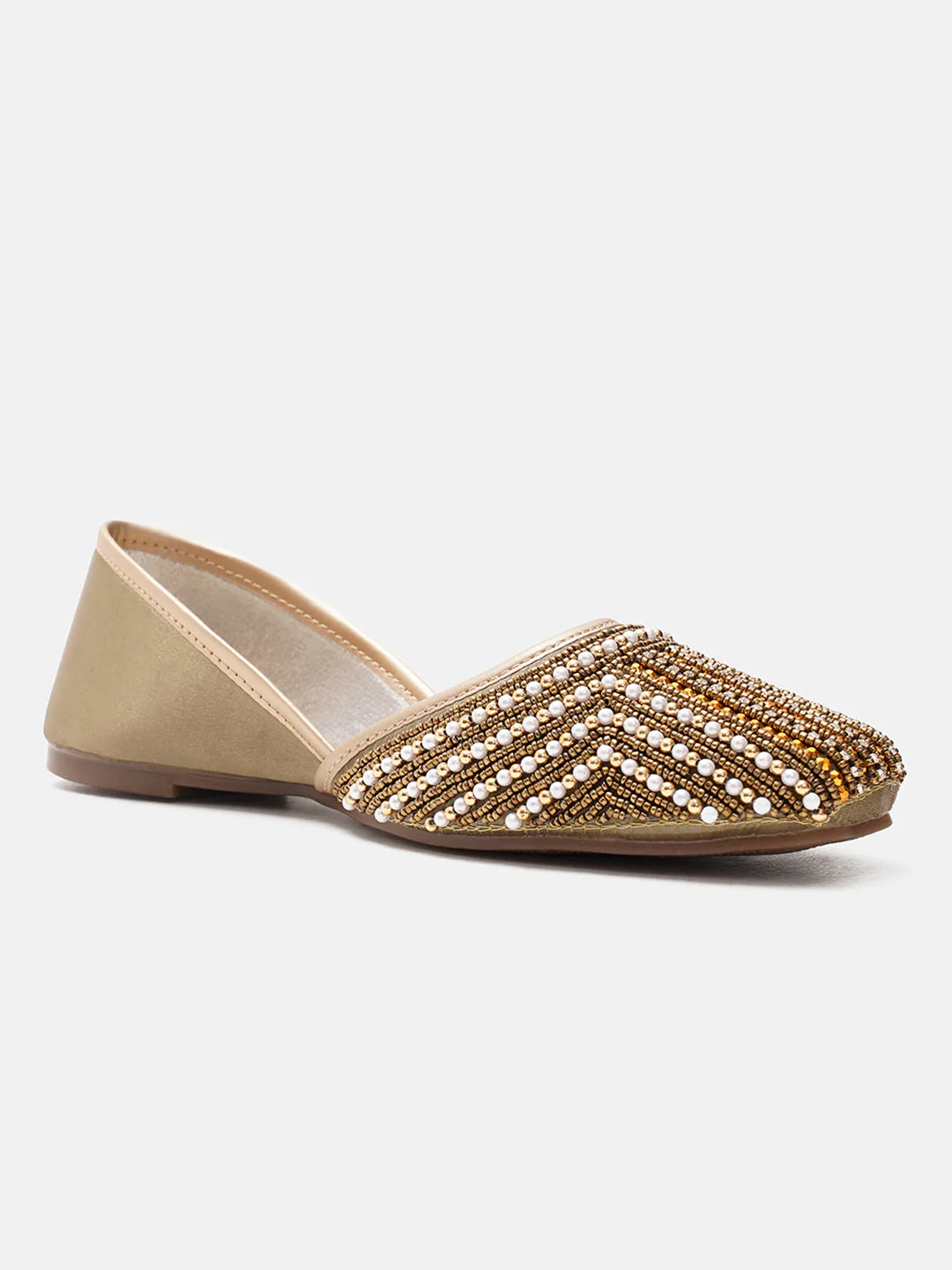 JM Looks Striped Beaded Festive Jutti - Image 10