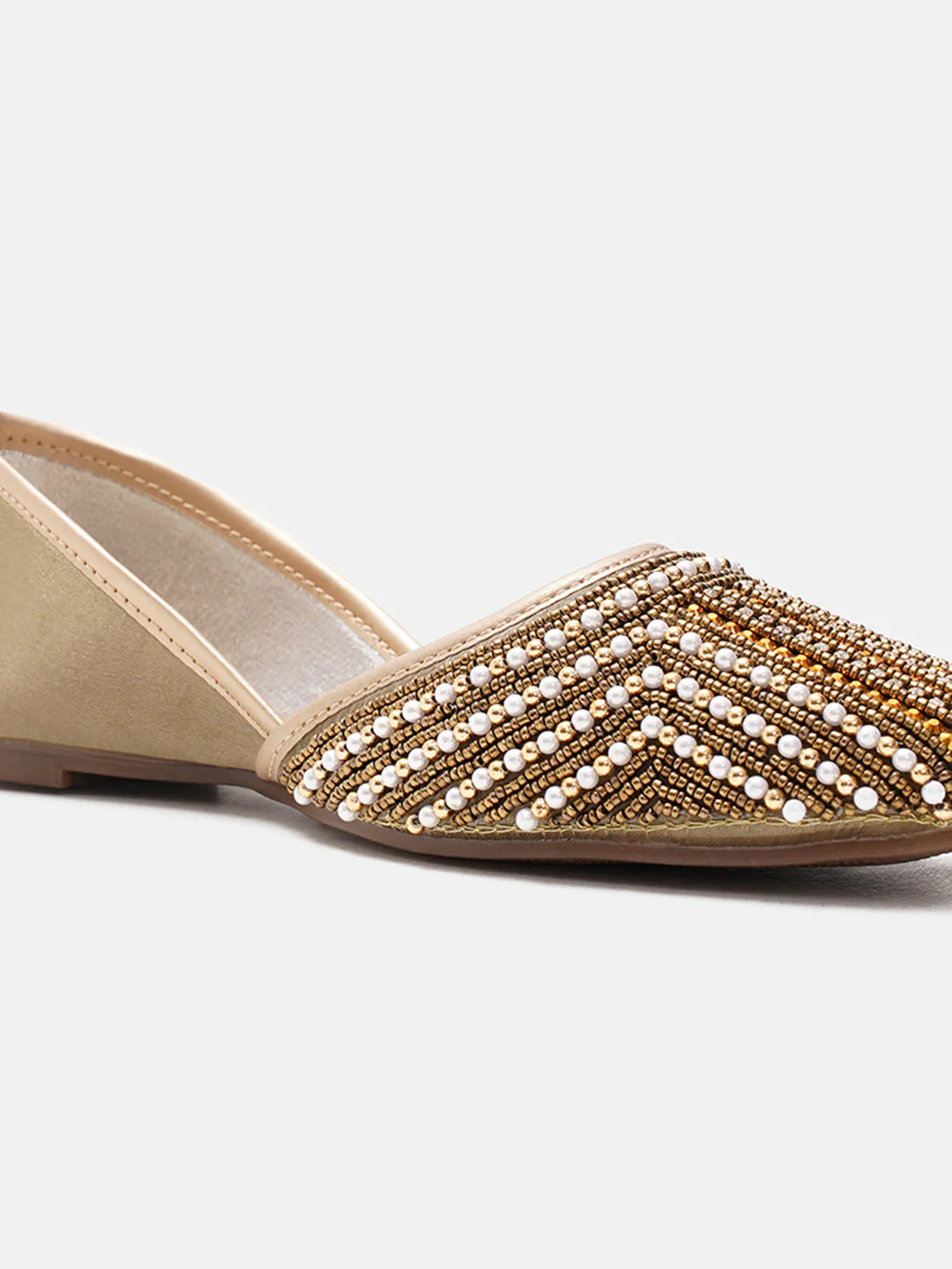 JM Looks Striped Beaded Festive Jutti - Image 11