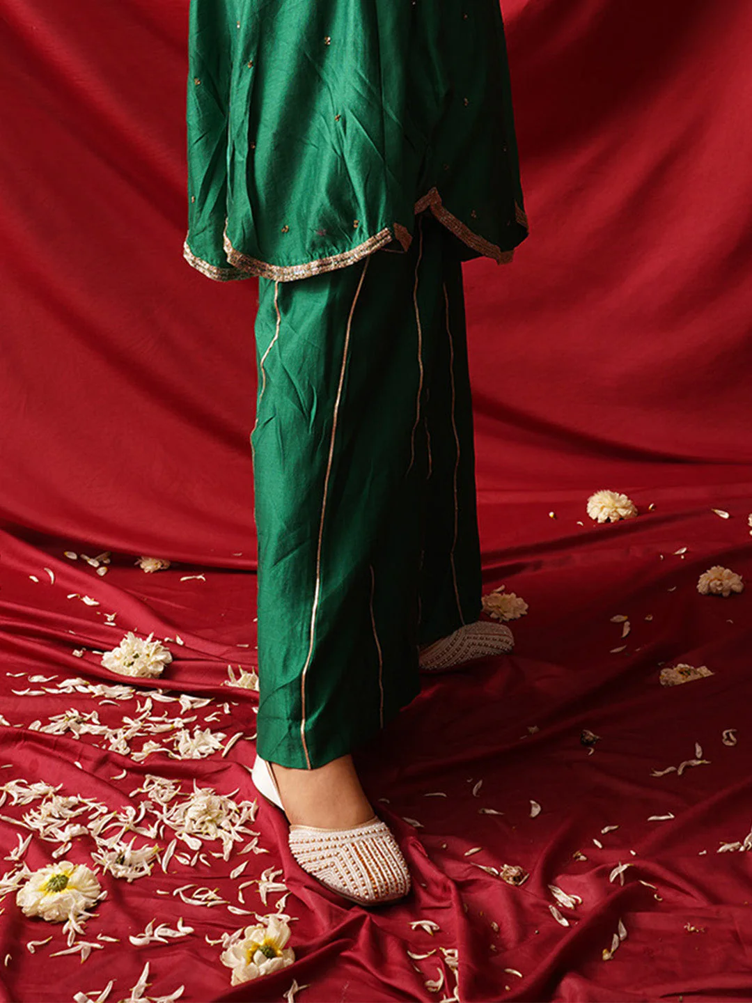 JM Looks Striped Beaded Festive Jutti - Image 14