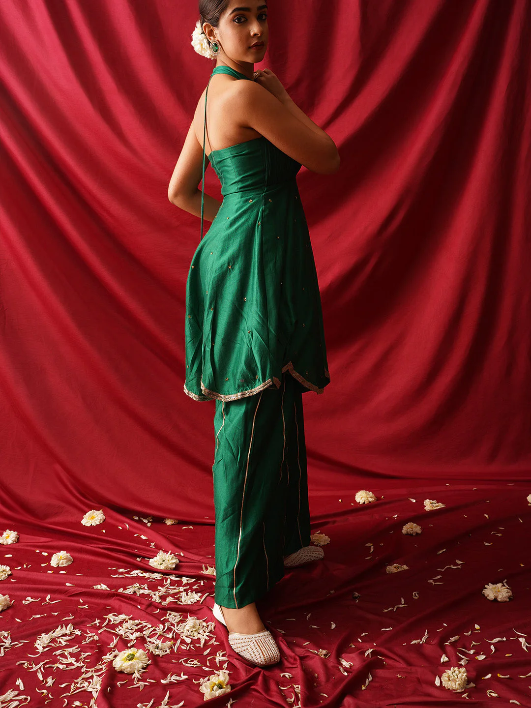 JM Looks Striped Beaded Festive Jutti - Image 15