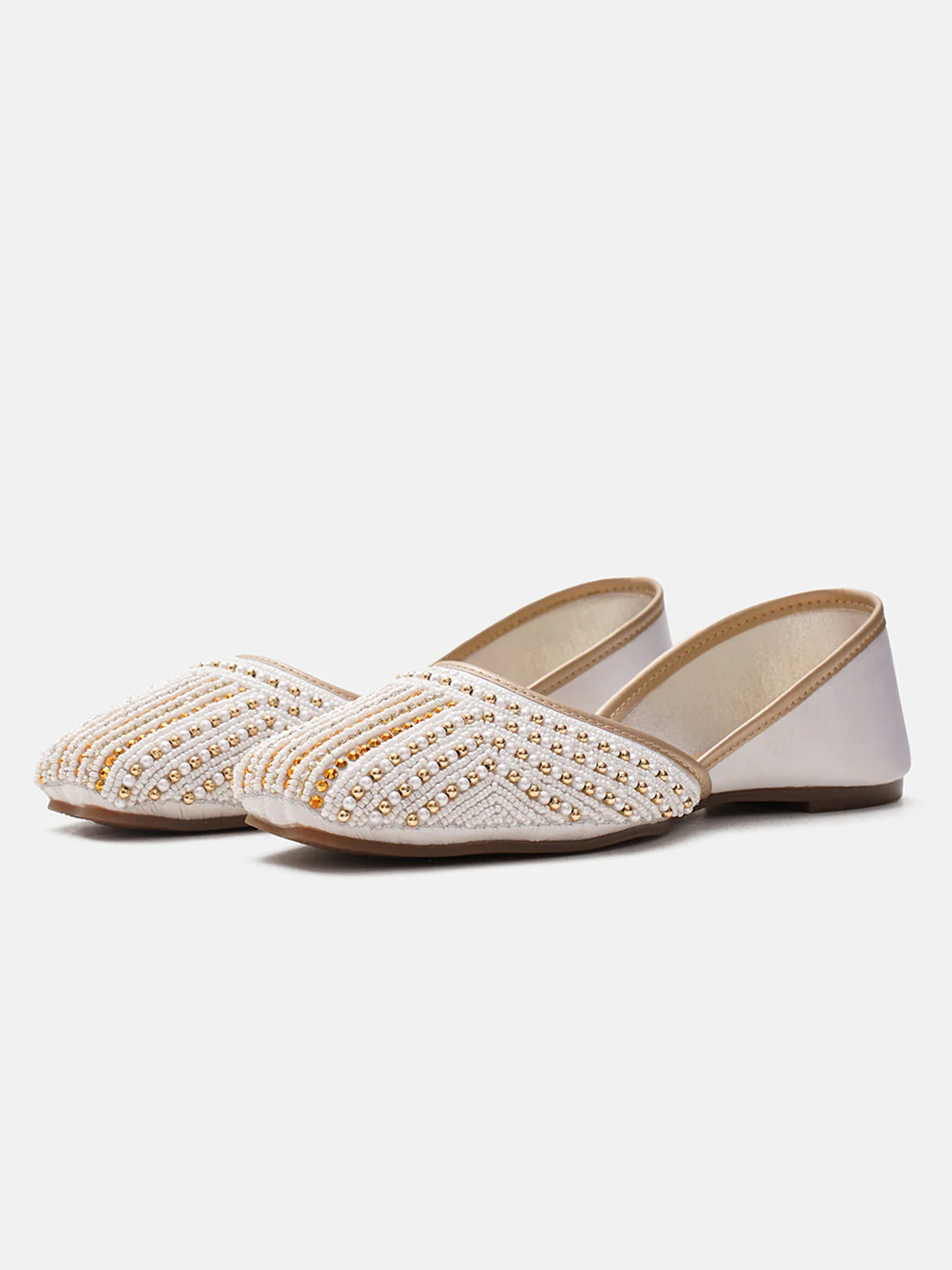 JM Looks Striped Beaded Festive Jutti - Image 16