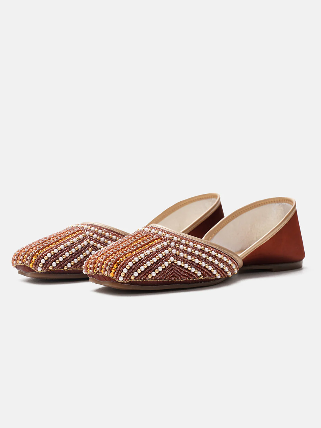 JM Looks Striped Beaded Festive Jutti - Image 3