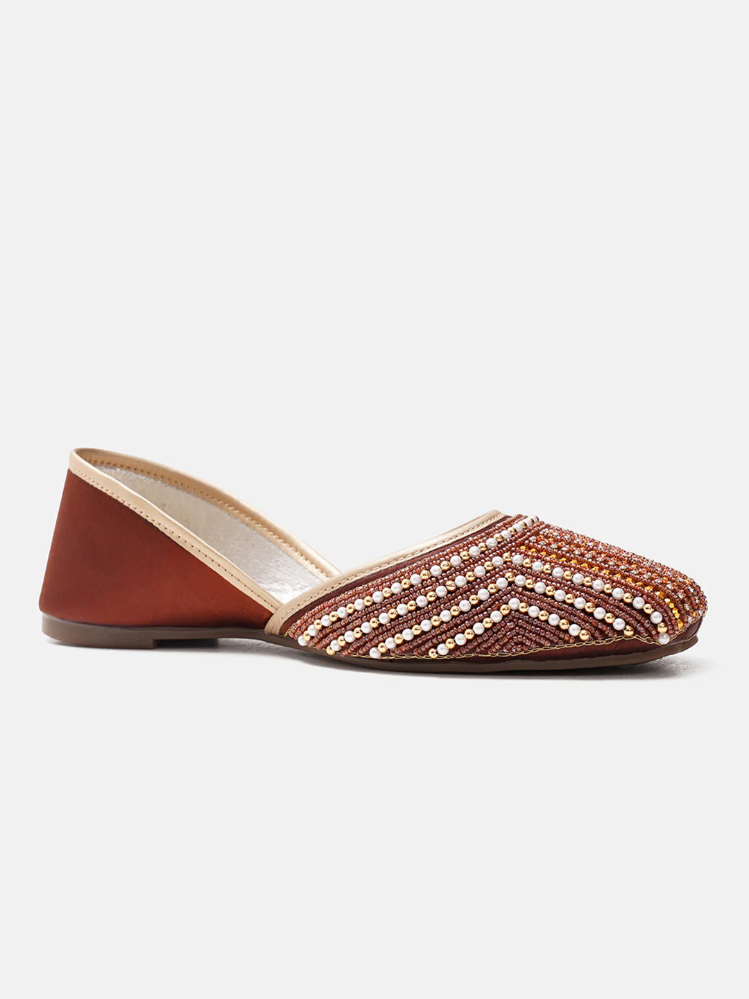 JM Looks Striped Beaded Festive Jutti - Image 4