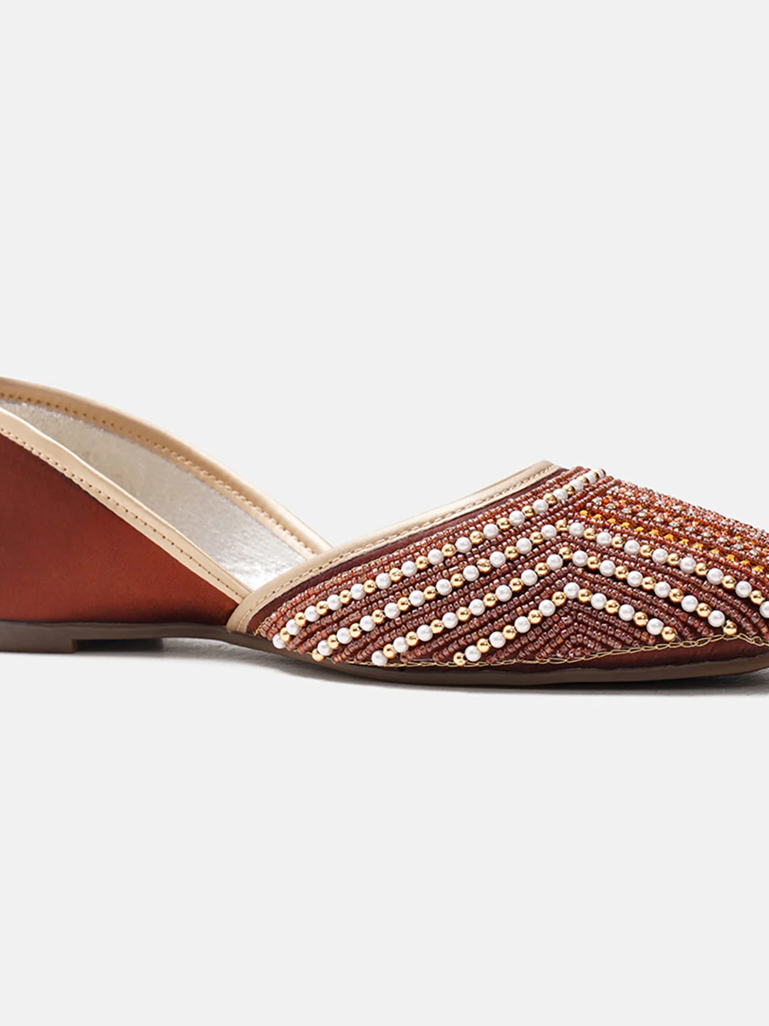 JM Looks Striped Beaded Festive Jutti - Image 5