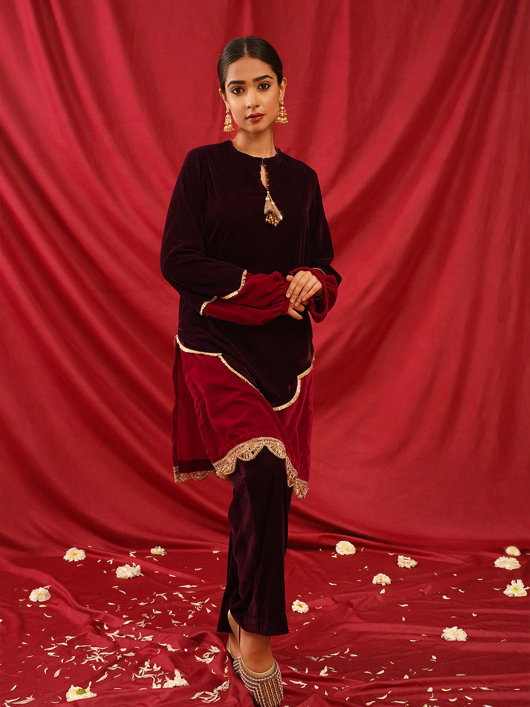 JM Looks Striped Beaded Festive Jutti - Image 8