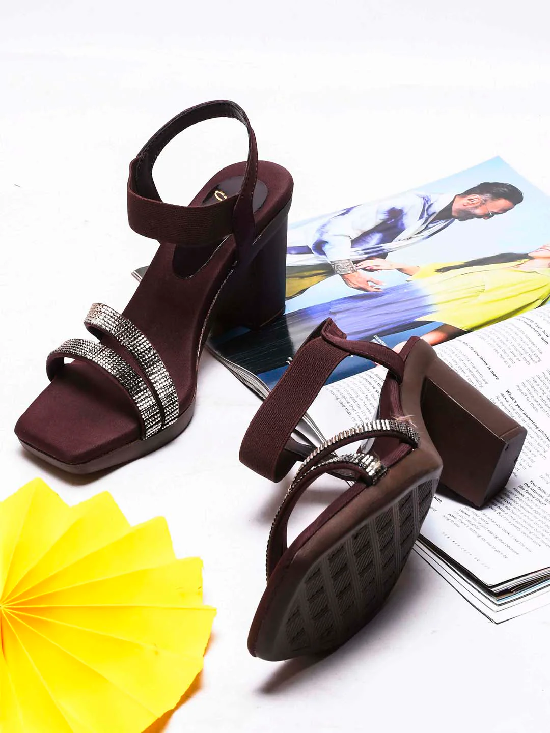 Jm Looks Embellished Strap Block Heel Sandals - Image 8